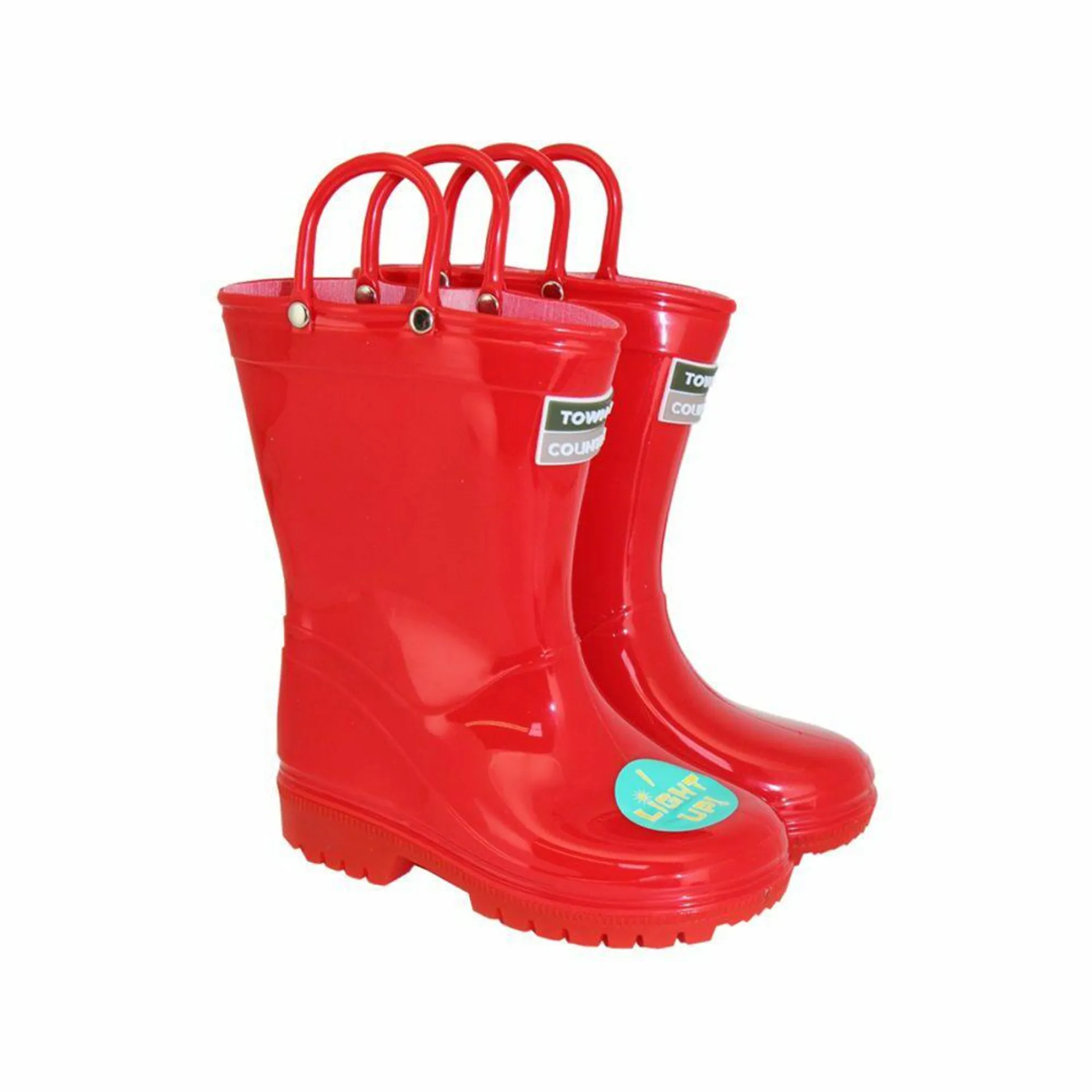 Town & Country Kids Light Up Wellington Boots Red
