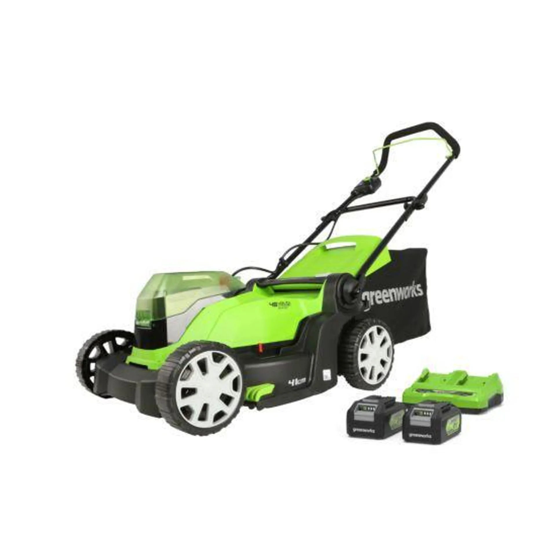 Greenworks 48V 41cm Cordless Lawnmower (2 x 4AH Battery & 2A Twin Charger)