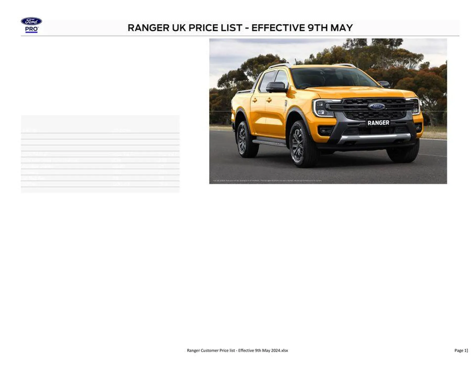 FORD RANGER from 27 May to 31 December 2024 - Catalogue Page 1