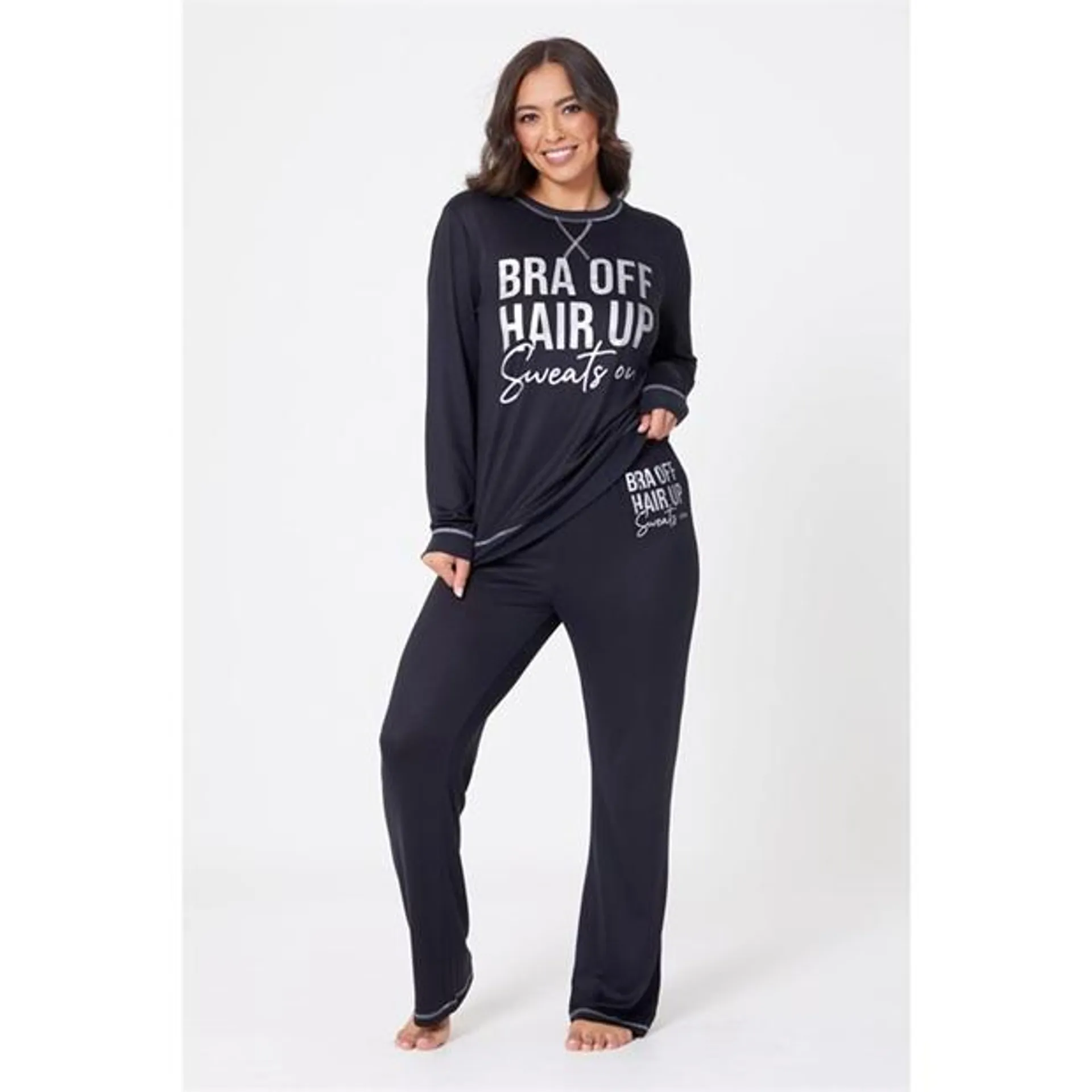 Bra Off Slogan Snit Lounge Set