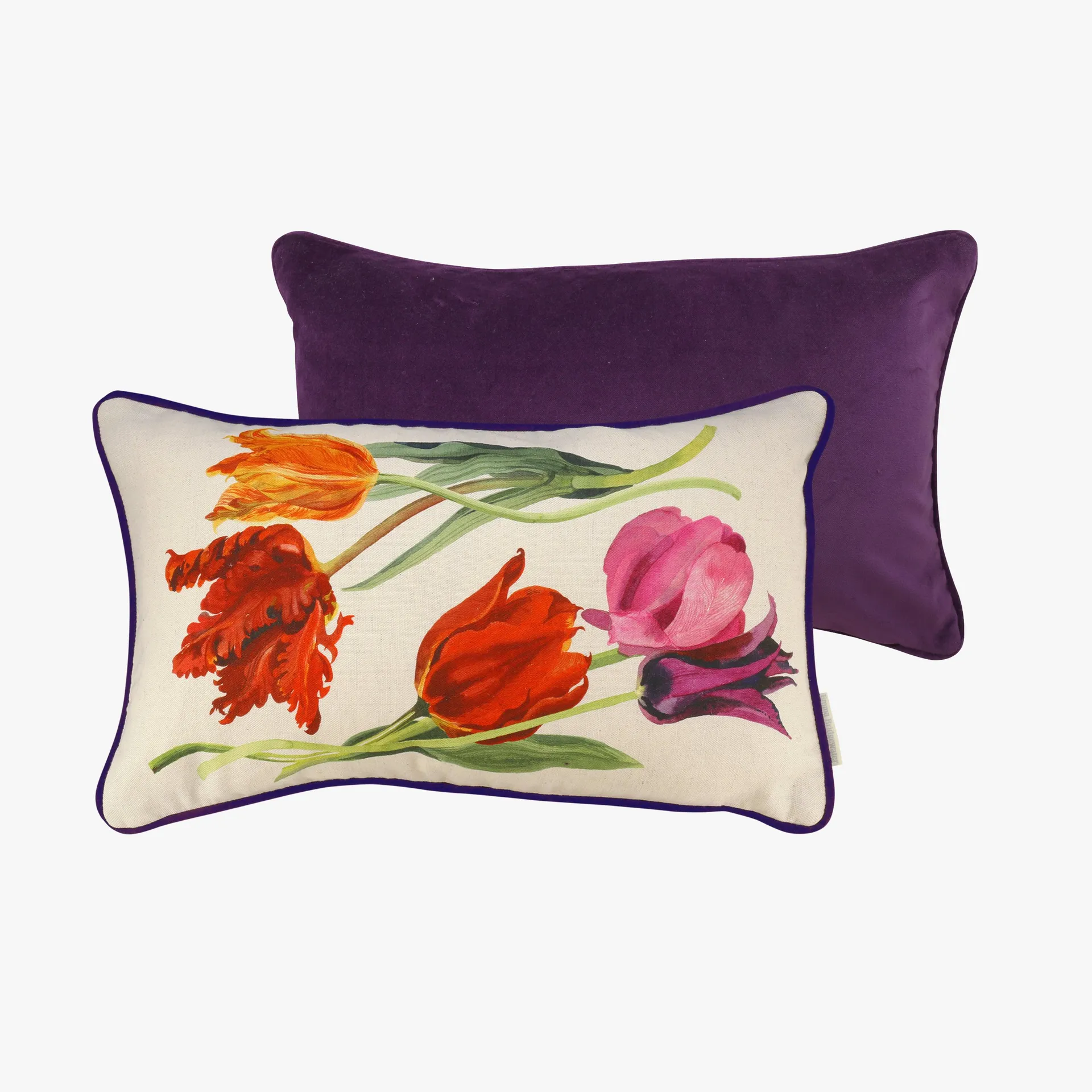 Tulips Cotton/Linen & Velvet Cushion 50x30cm