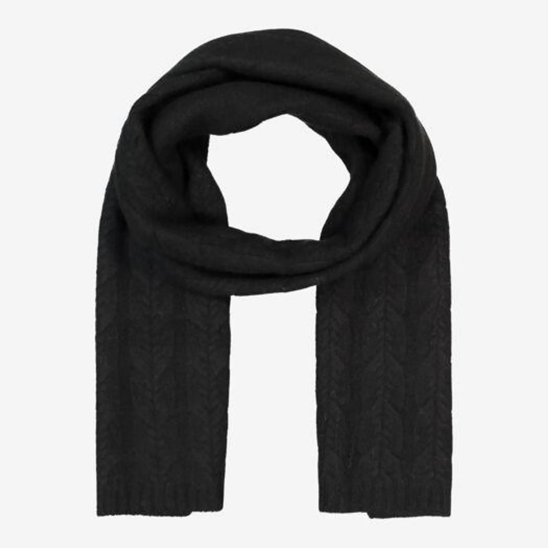 Black Cashmere Cable Knit Scarf 33x180cm