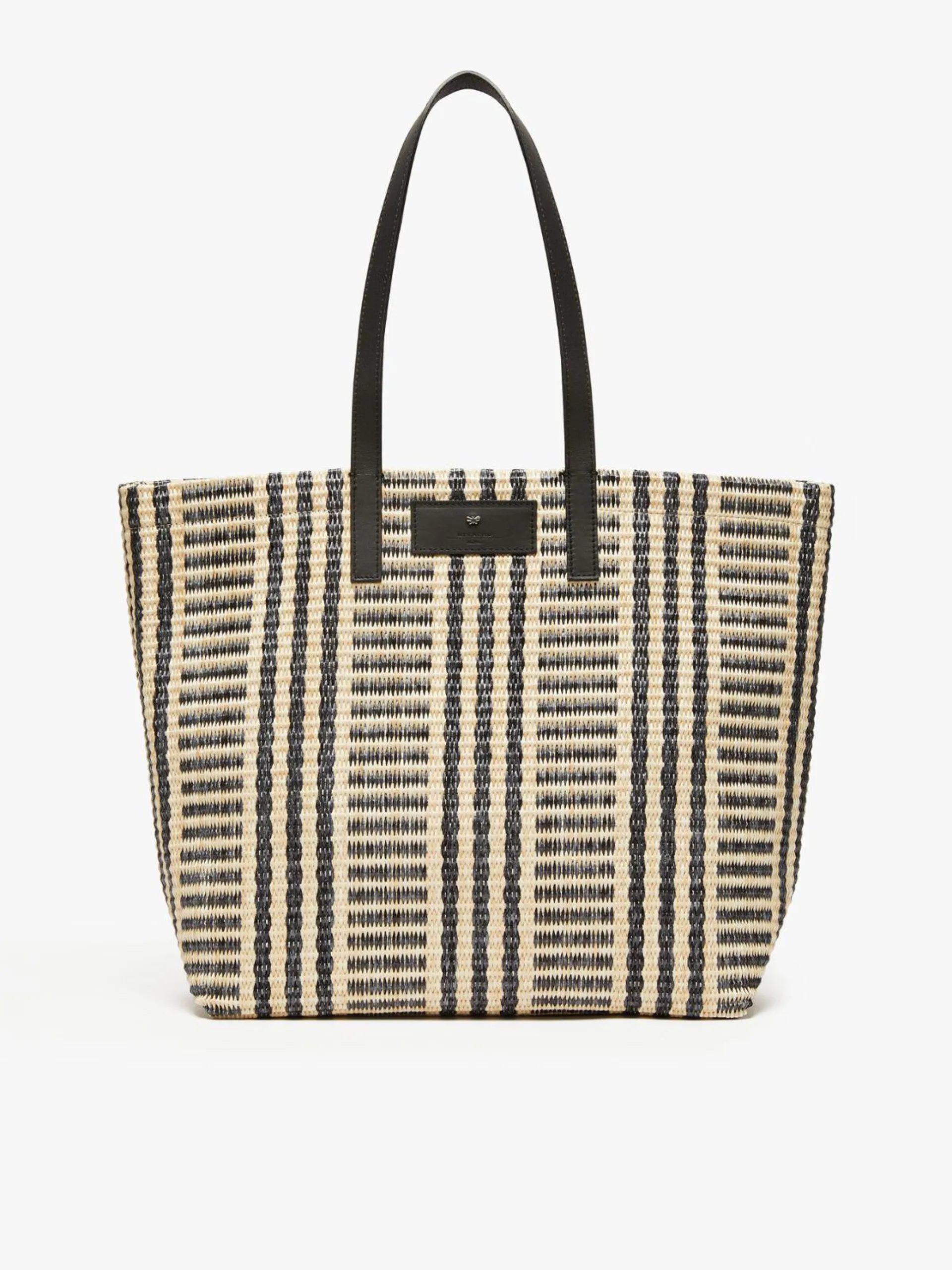 Raffia-look jacquard shopping tote