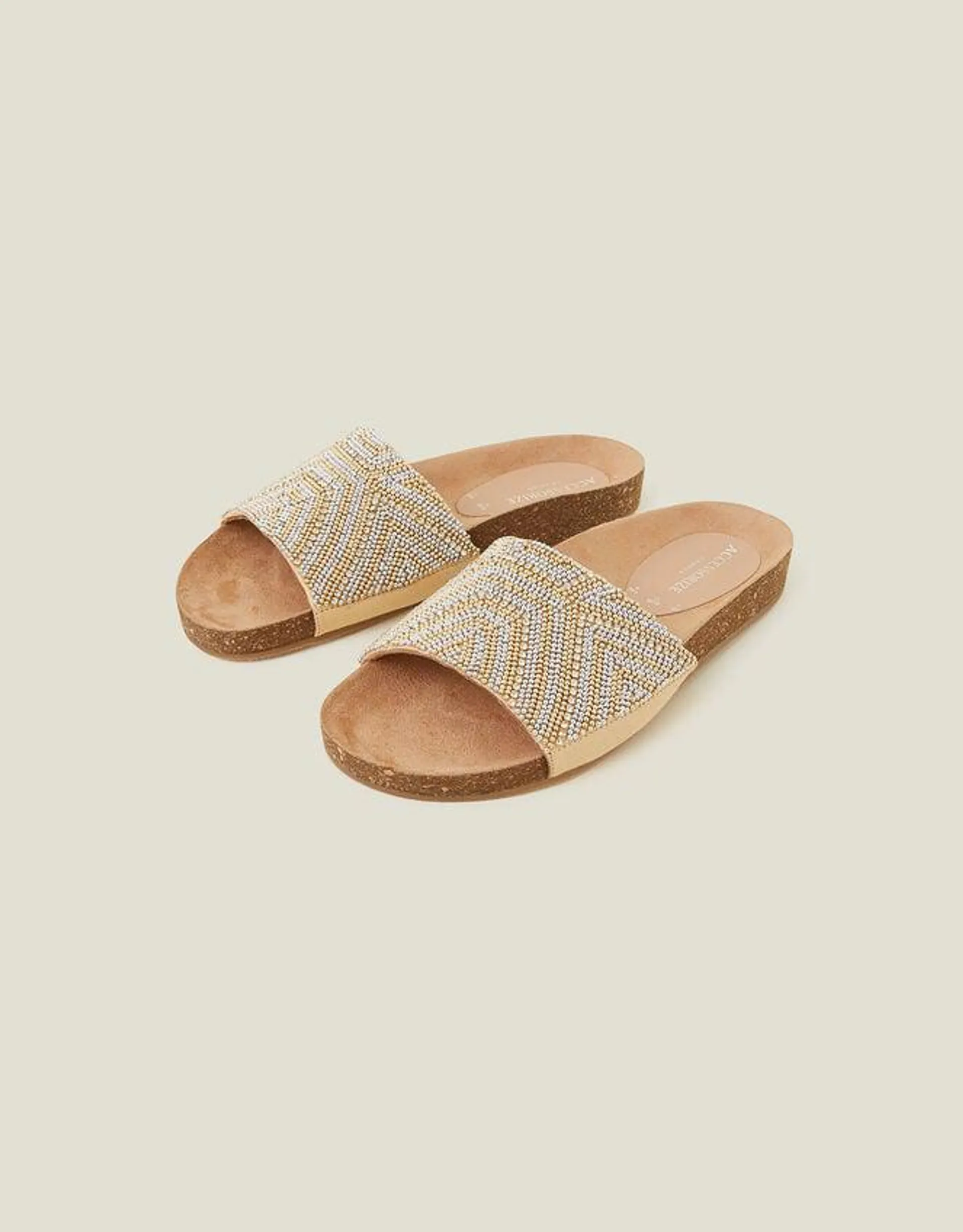 Beaded Sparkle Sliders Gold