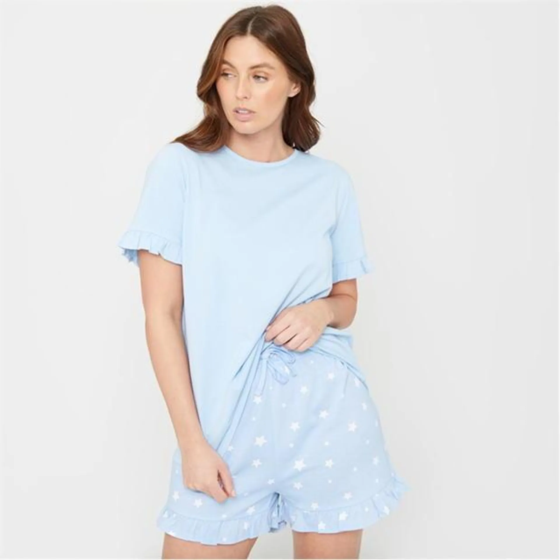 Jersey Star Frill Shortie Pyjama Set