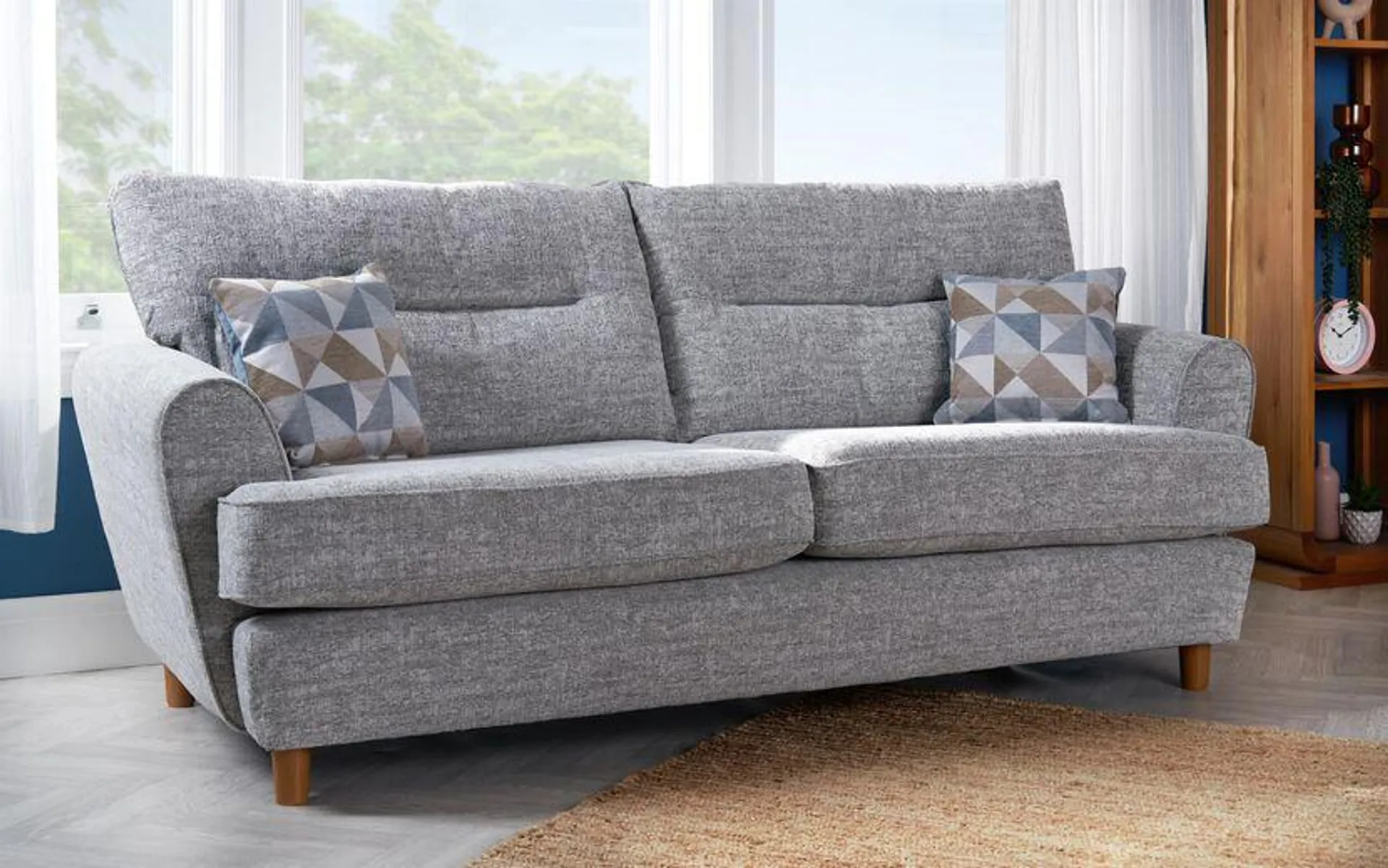 Percy Fabric 3 Seater Standard Back Sofa