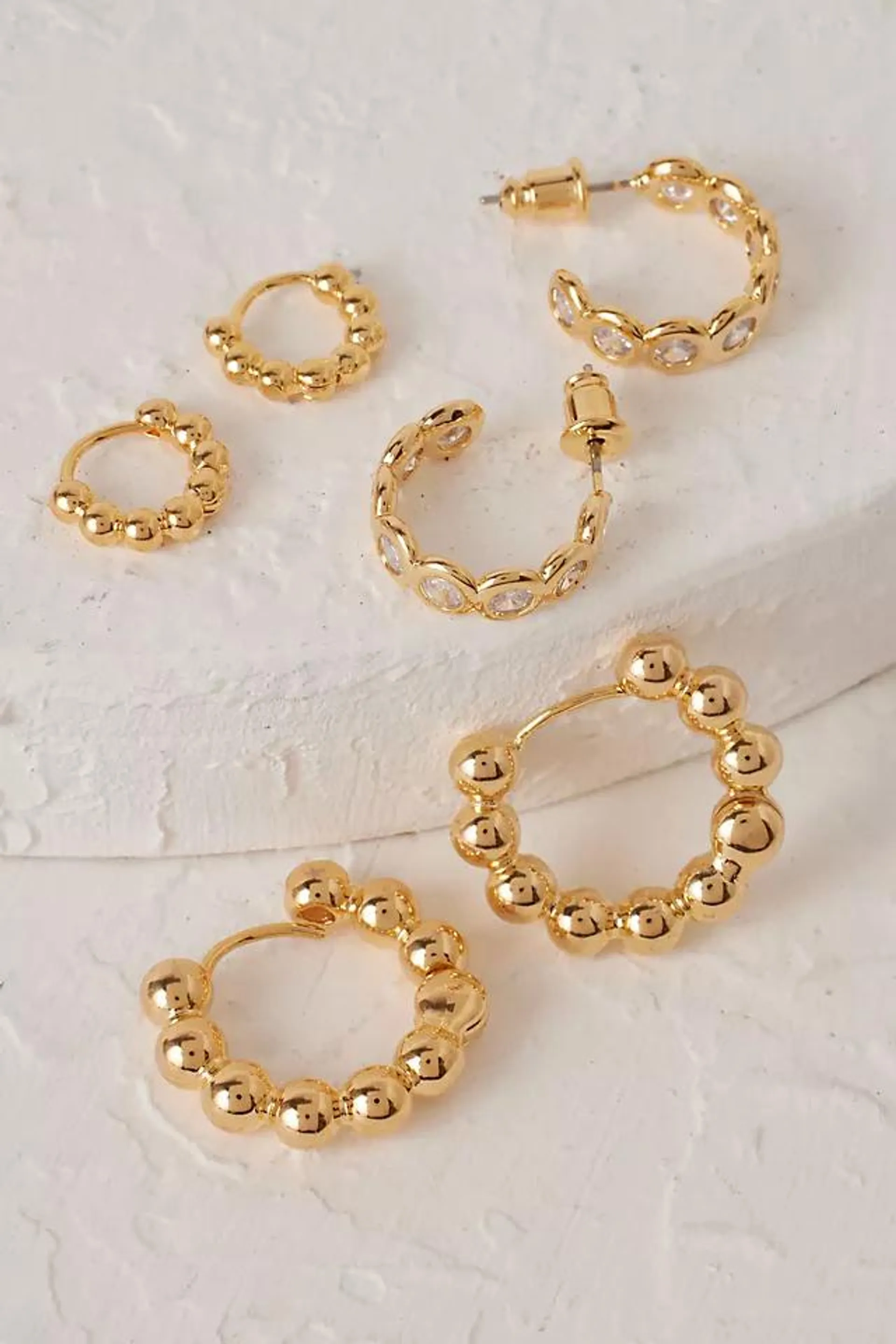 Set of 3 Gold Bubble Hoop Earrings