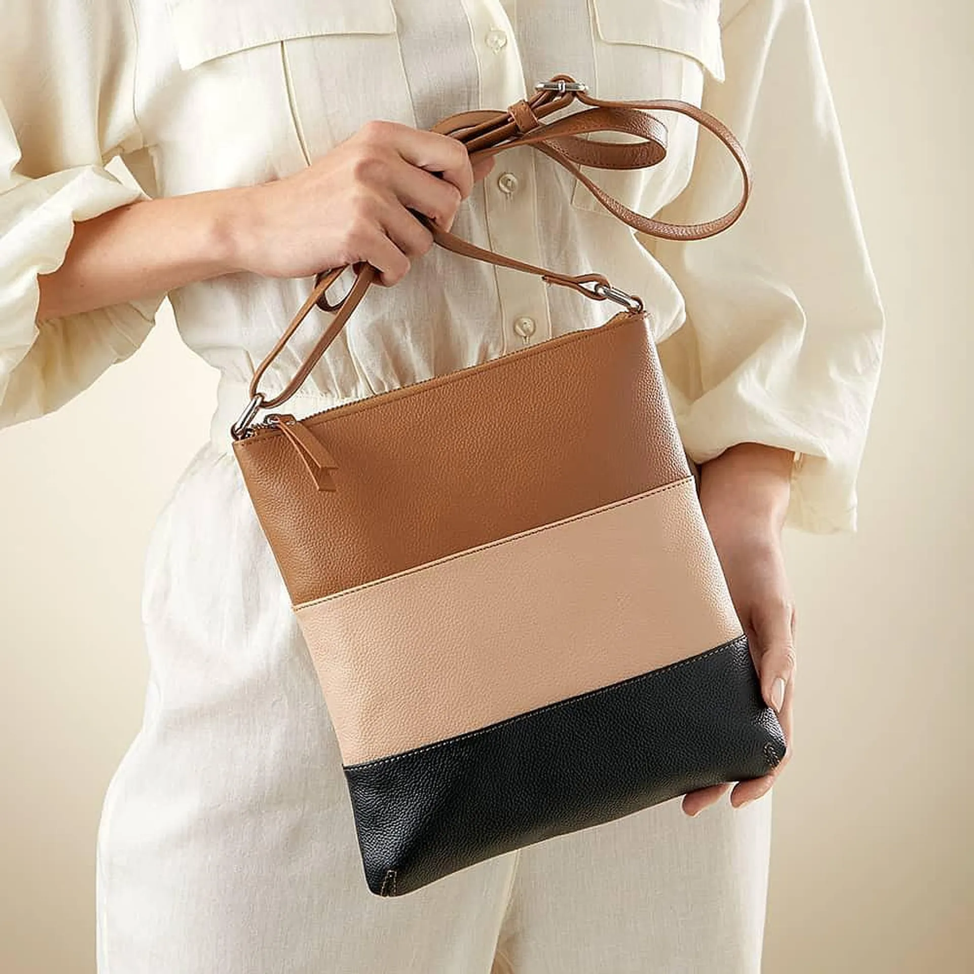 Shades of Chic Leather Cross-Body Bag