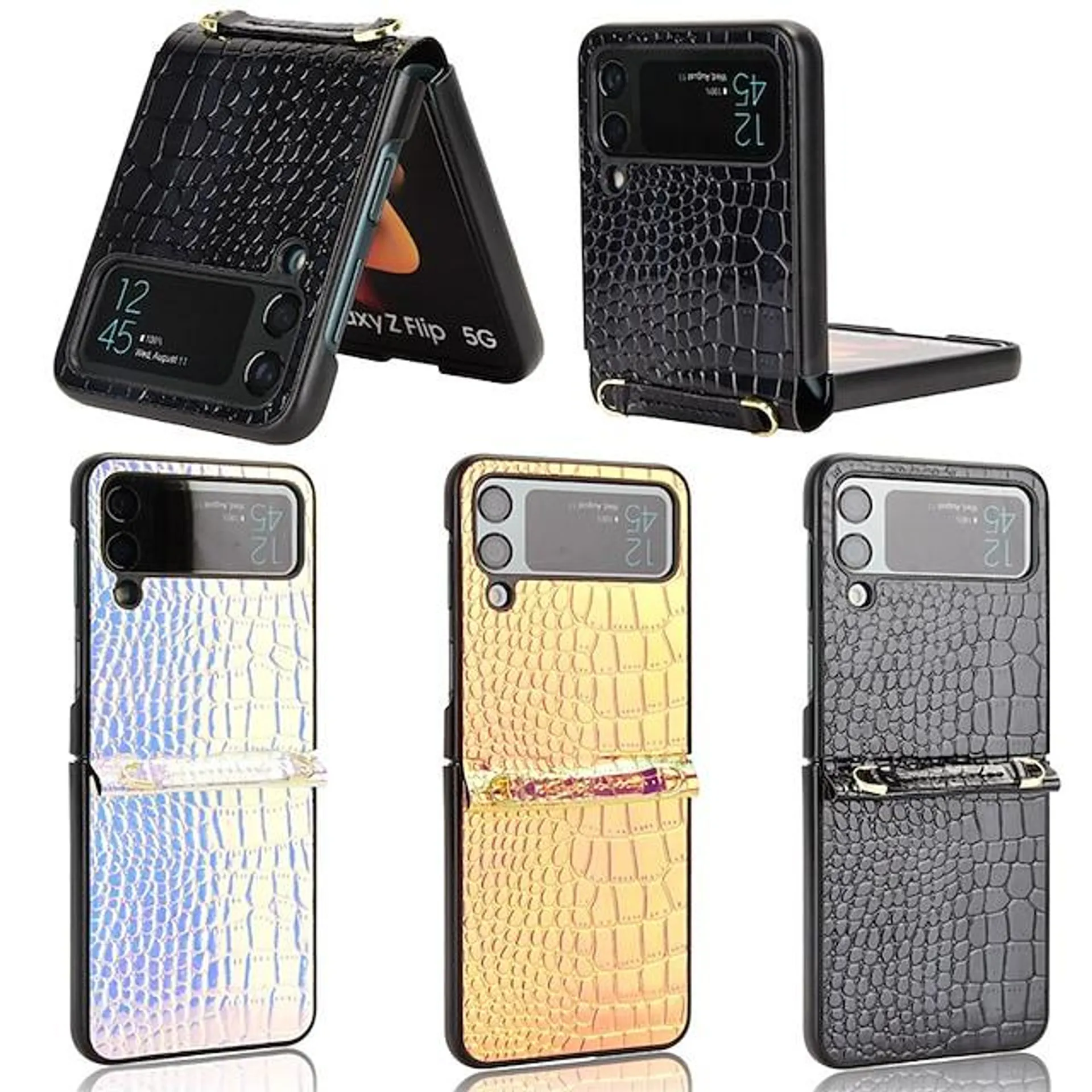 Anti-Scratch Slim Leather Folding Case for Samsung Galaxy Z Flip 4 5G Flip4 Flip3 Flip 3 Zflip4 Anti-Slip Cell Phone Bag
