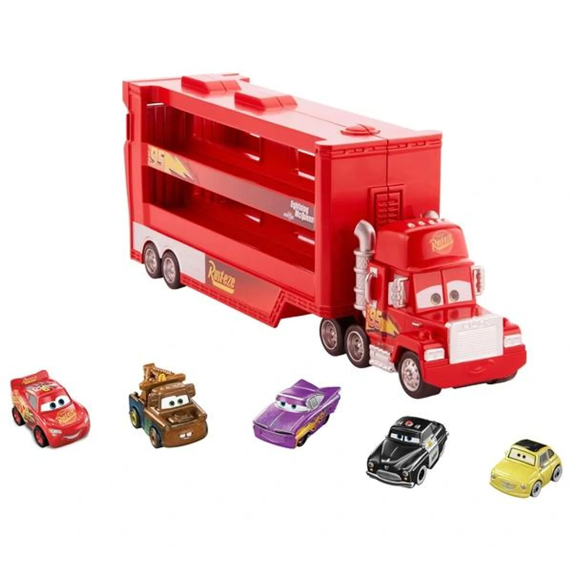 Disney Pixar Cars Mack Mini Racers Hauler Playset with 5 Mini Cars Racers