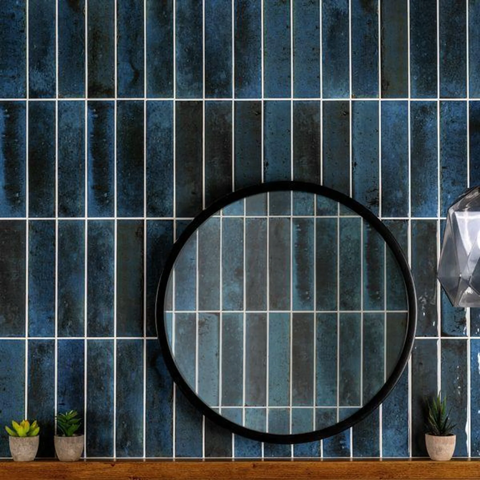 Hope Blue Gloss Brick Effect Wall Tiles