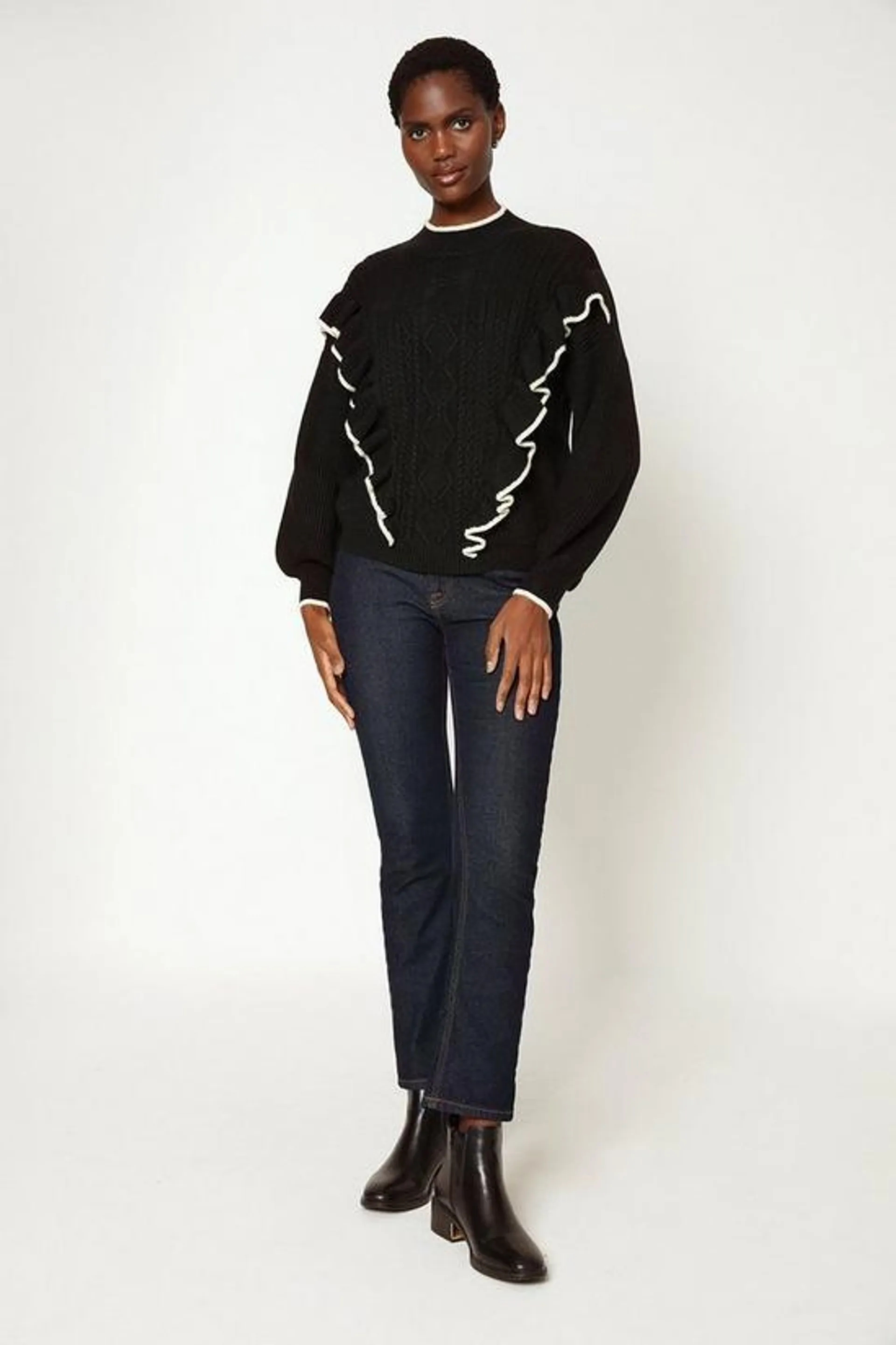 Frill Front Cable Detail Jumper