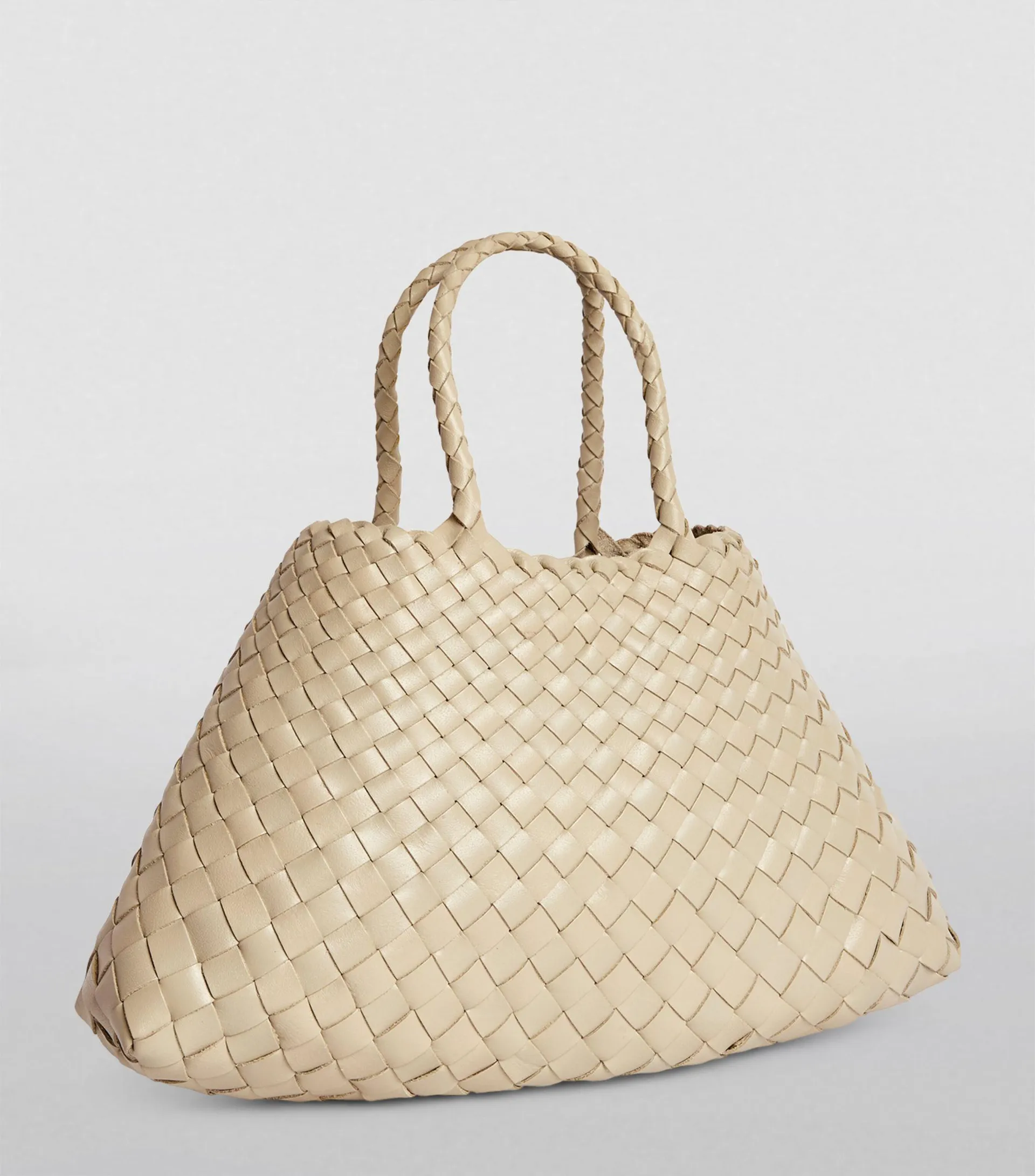 Small Leather Woven Santa Croce Tote Bag