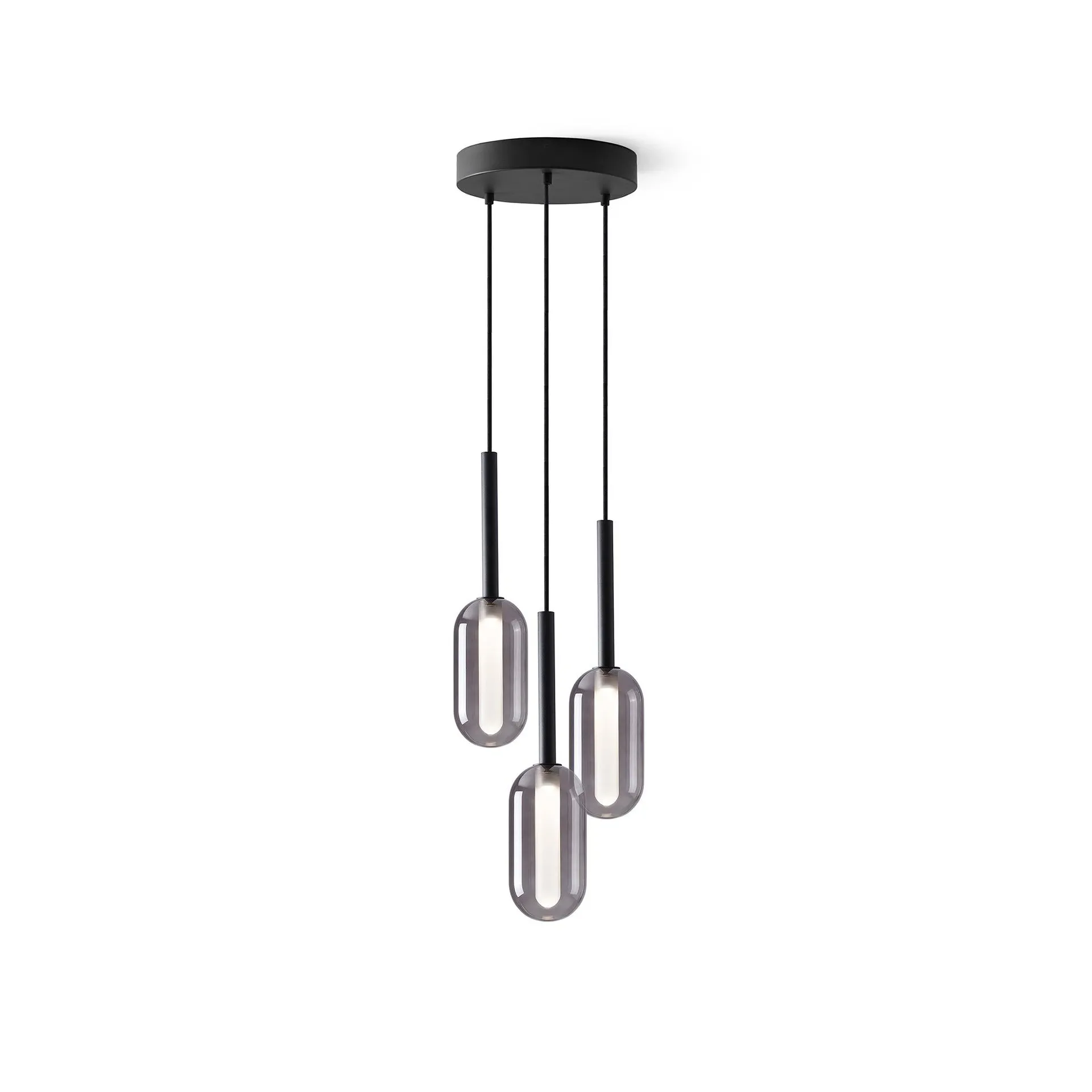 Droplet Dimmable Three Cluster Ceiling Light In Smoked Glass