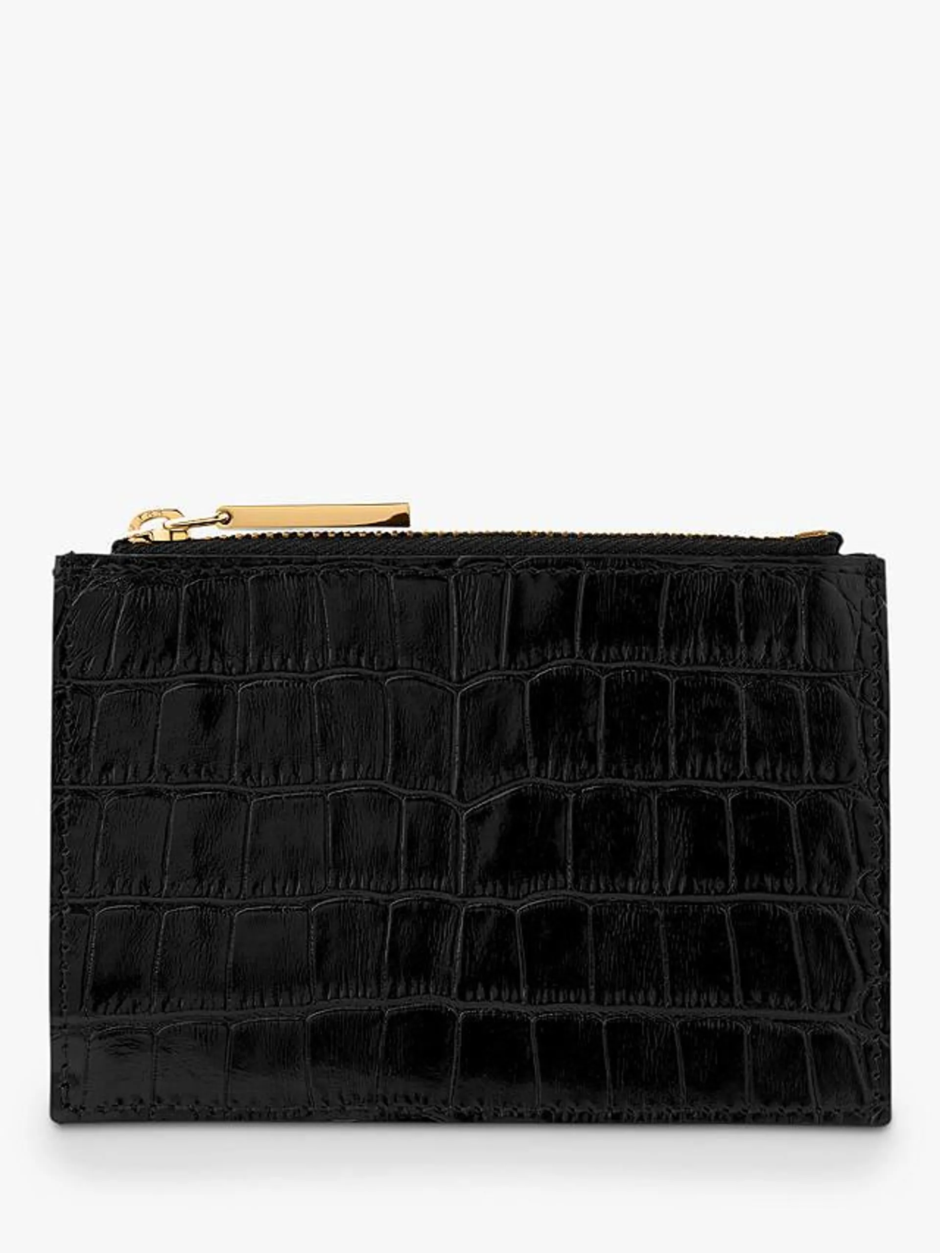 Shiny Embossed Croc Coin Purse, Black