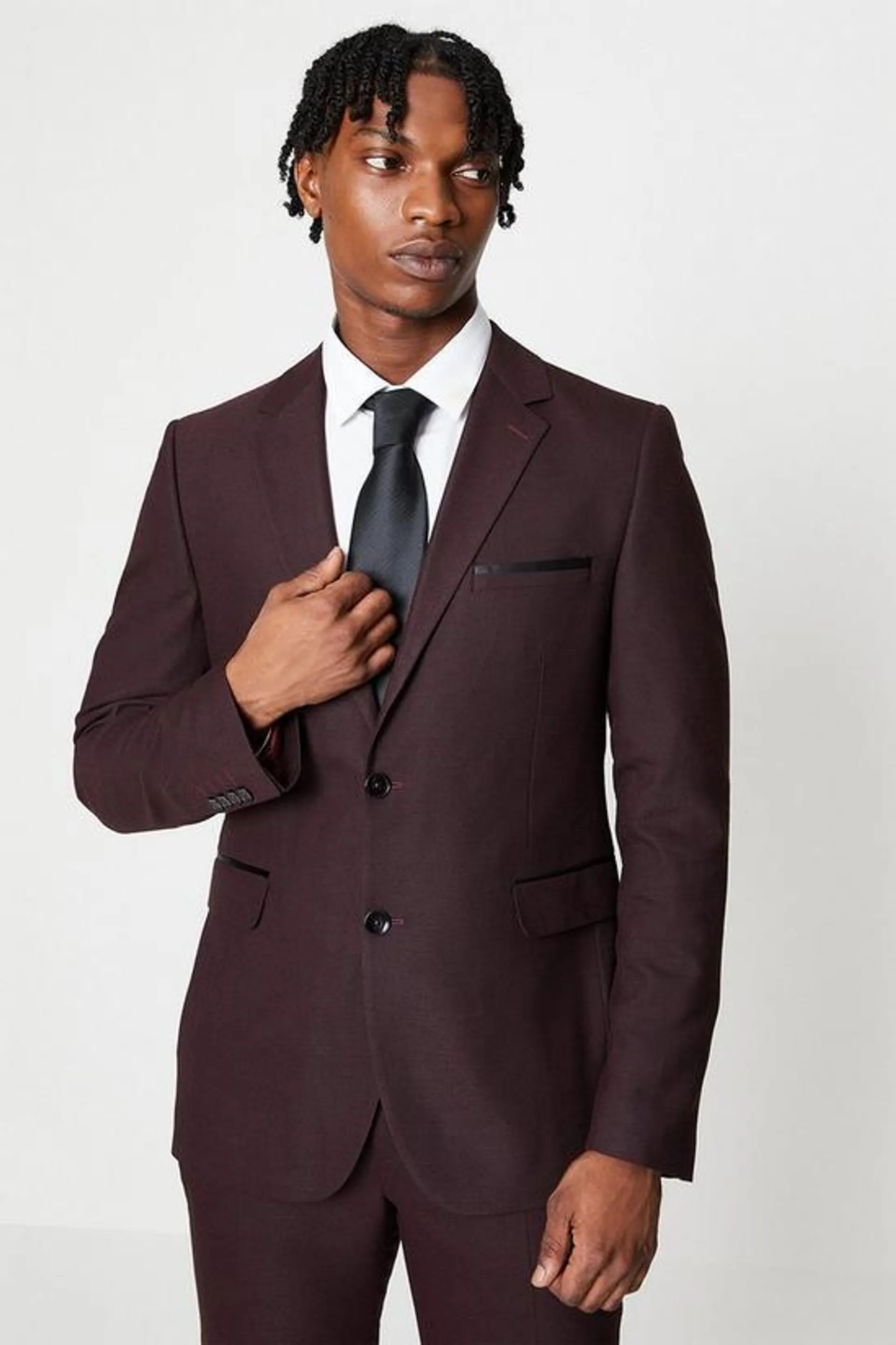 Burgundy Tipped Suit Jacket