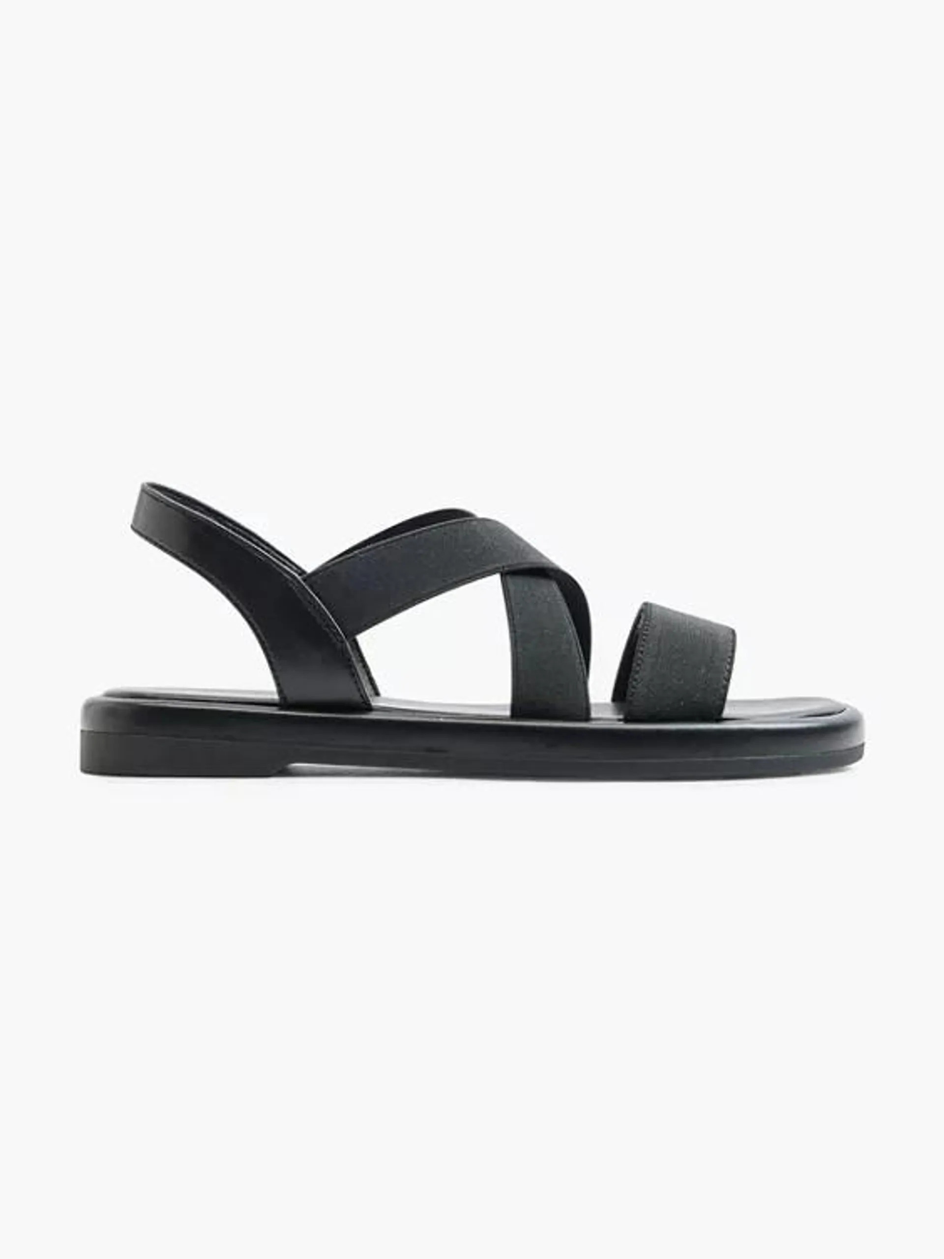 Black Cross Strap Elasticated Sandal