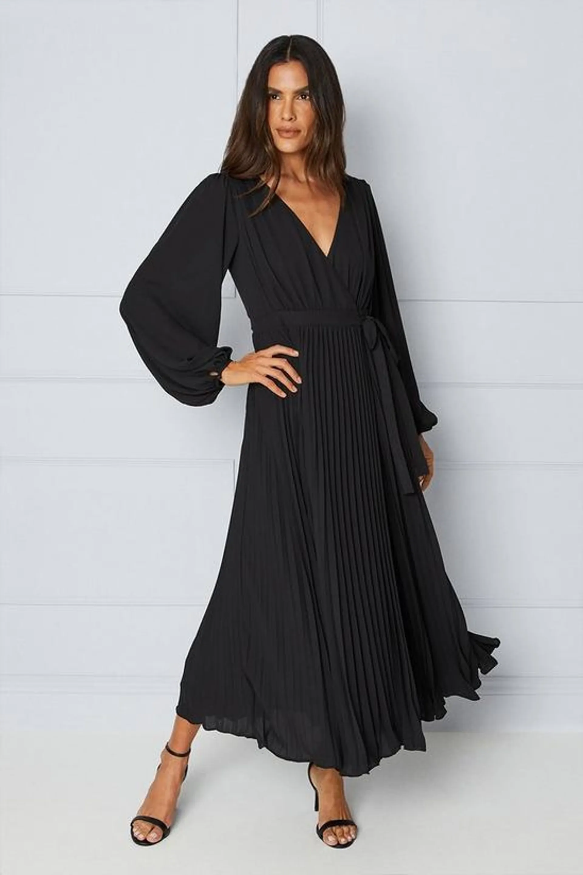 Pleated Wrap Midaxi Dress