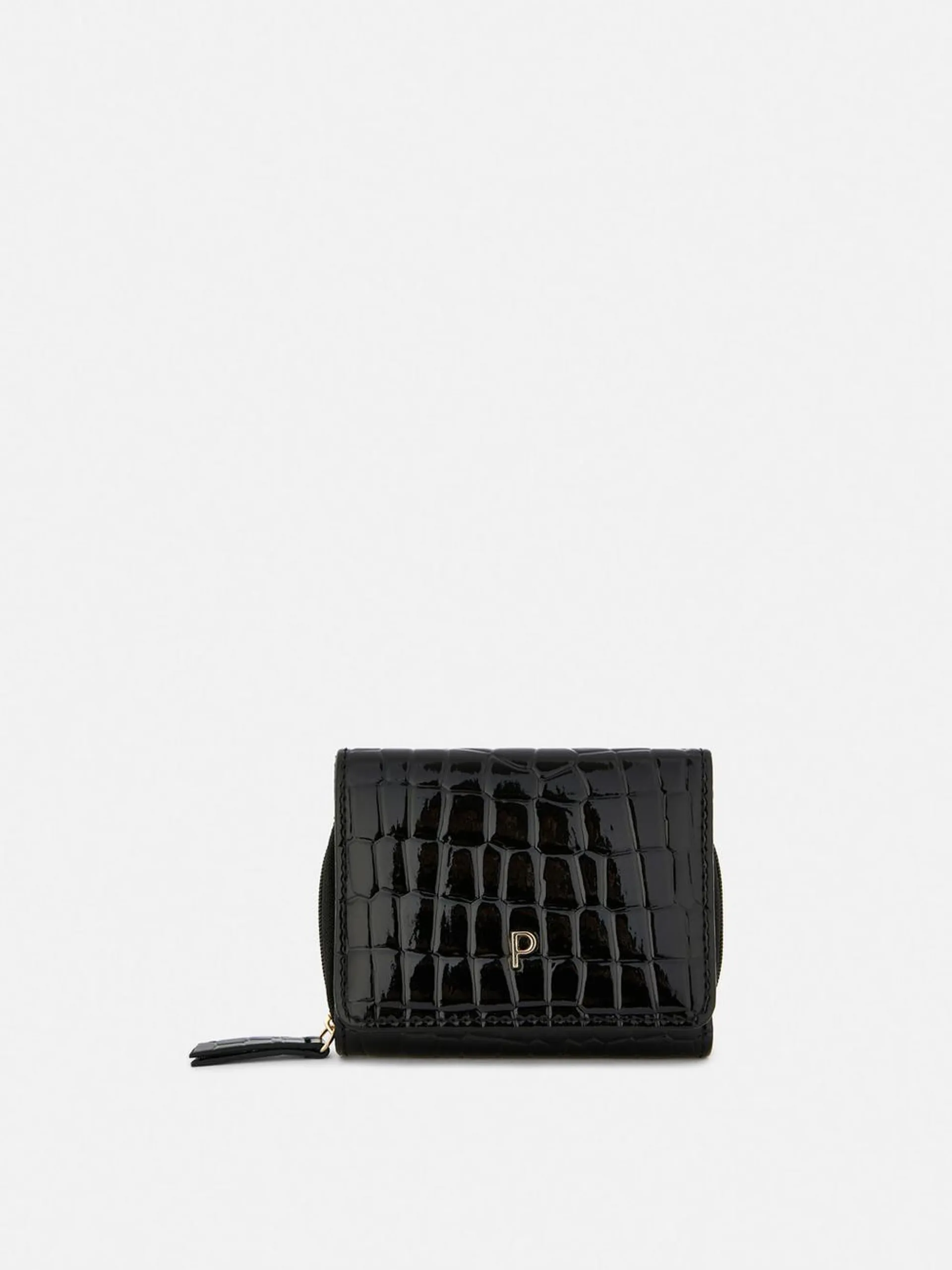 Initial Croc Effect Purse