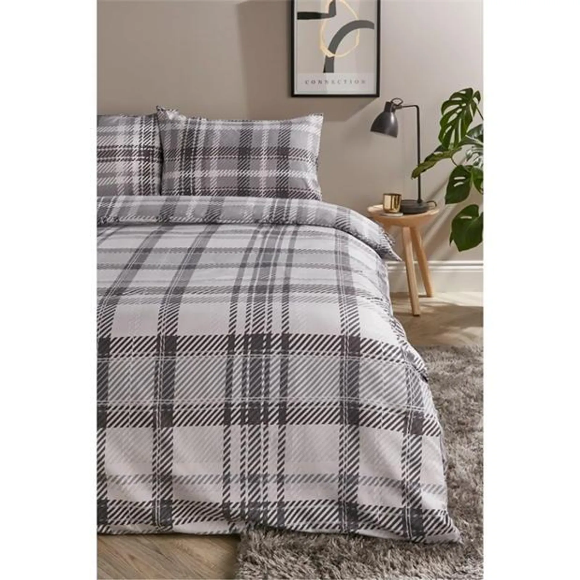 Brushed Microfibre Check Duvet Set