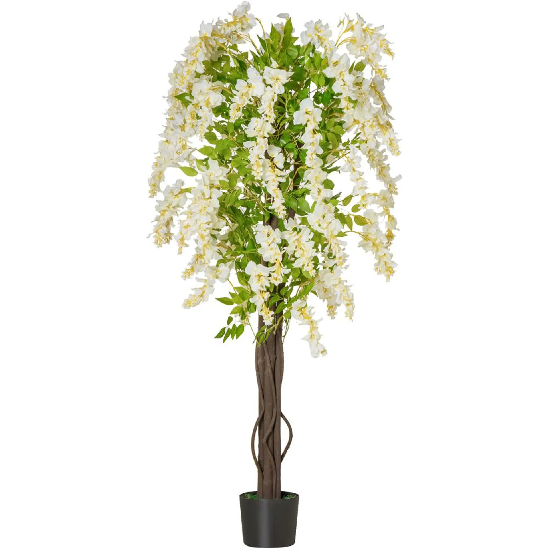 Portland White Flowers Wisteria Tree Artificial Plant In Pot 5.2ft