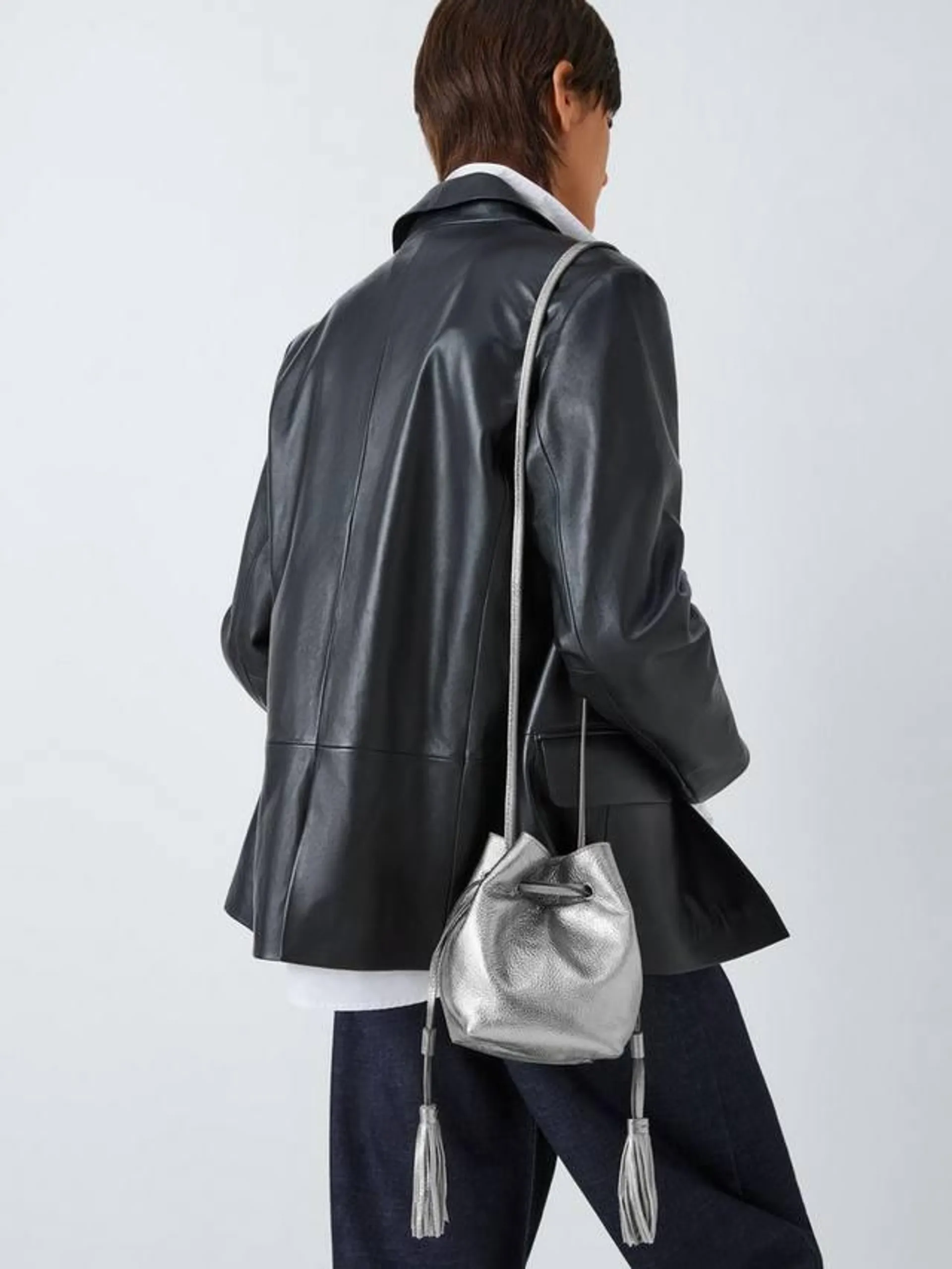 Leather Mini Drawstring Shoulder Bag