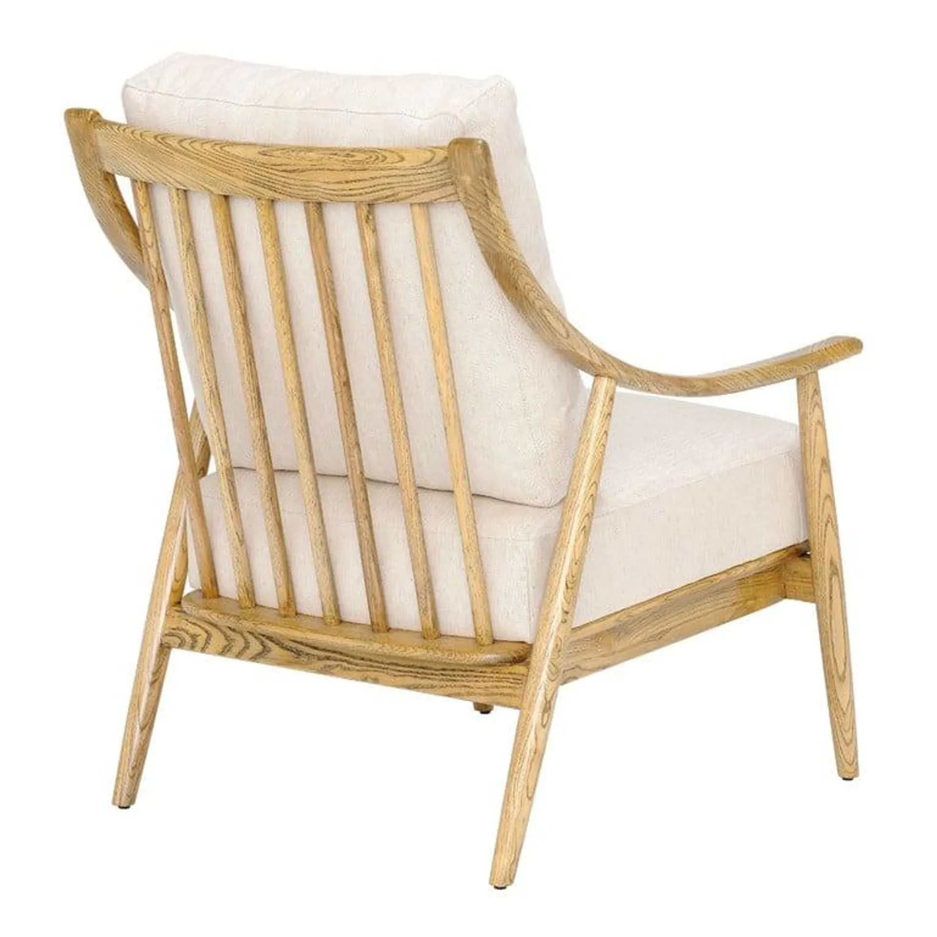 Cream Fabric Accent Chair with Solid Wood Frame