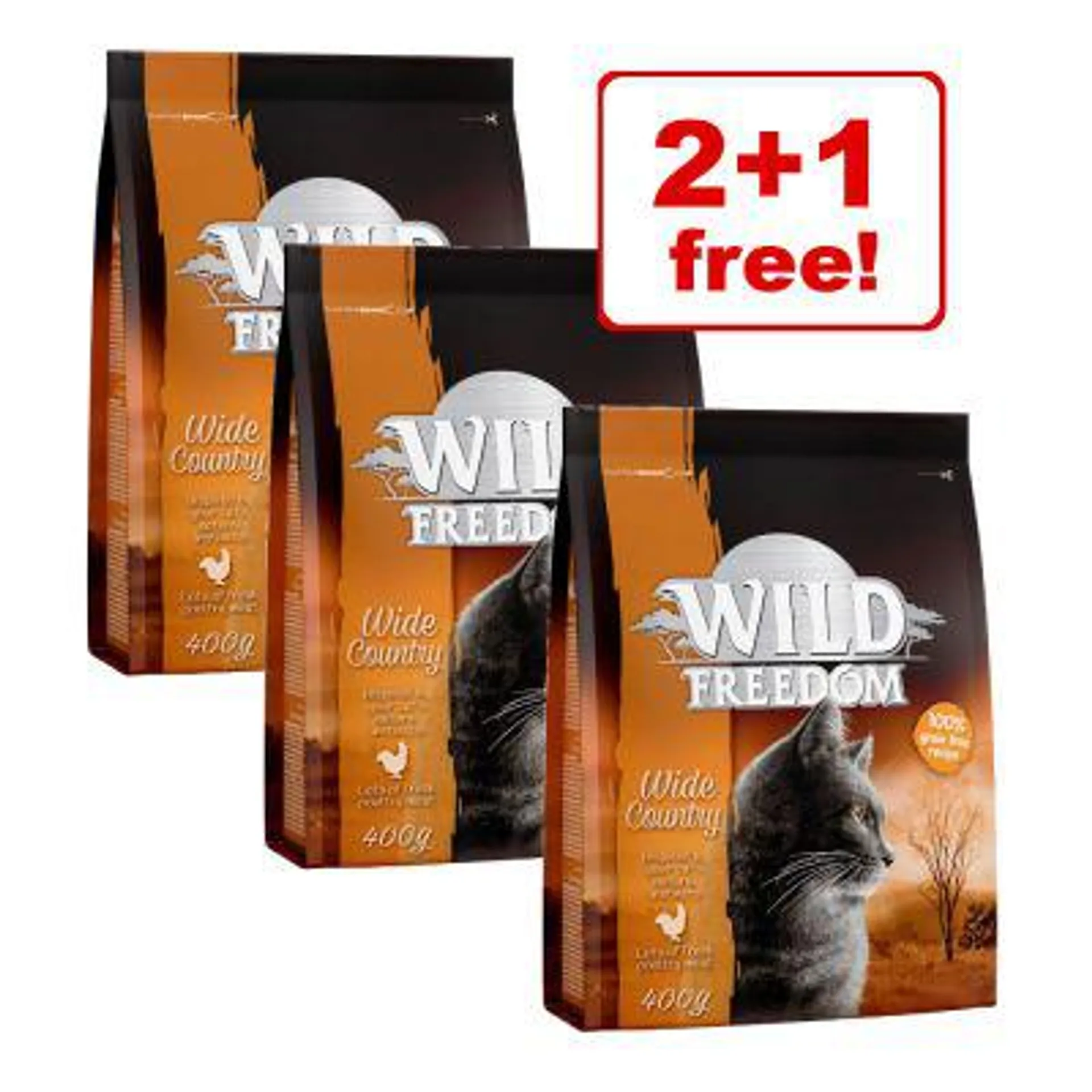 3 x 400g Wild Freedom Dry Cat/Kitten Food - 2 + 1 Free!*