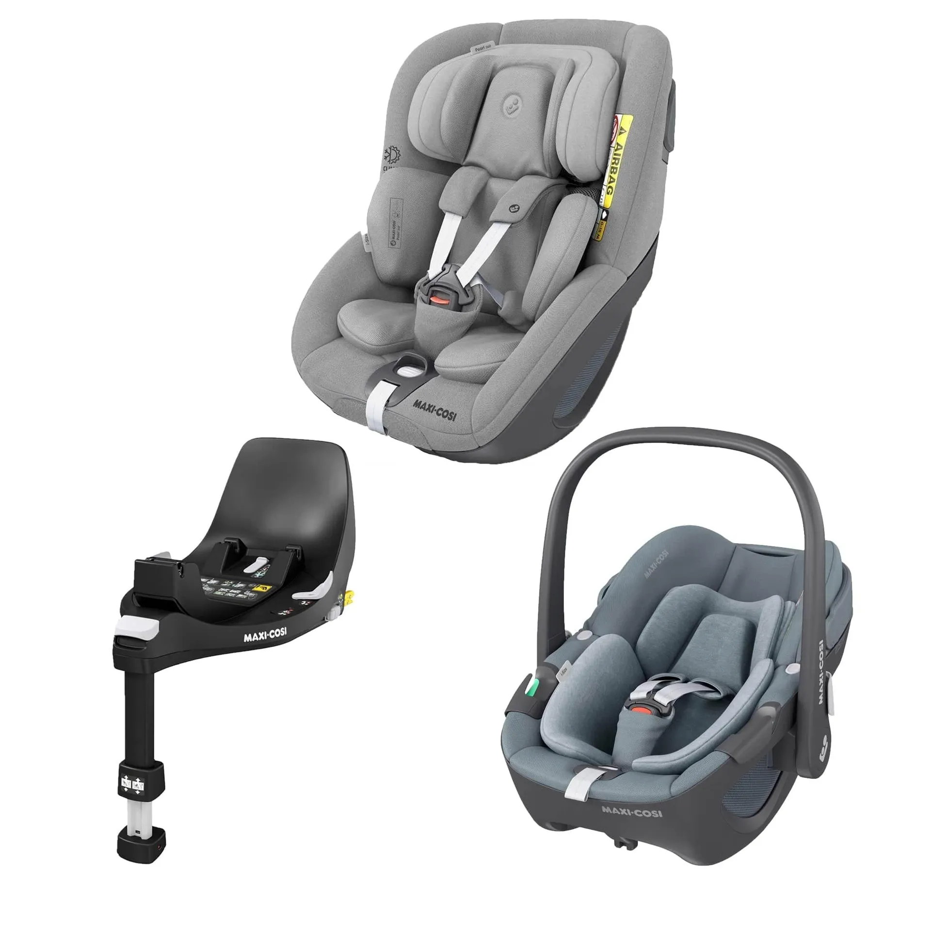 Maxi-Cosi Pebble 360, Pearl 360 & Familyfix 360 Base Bundle - Grey