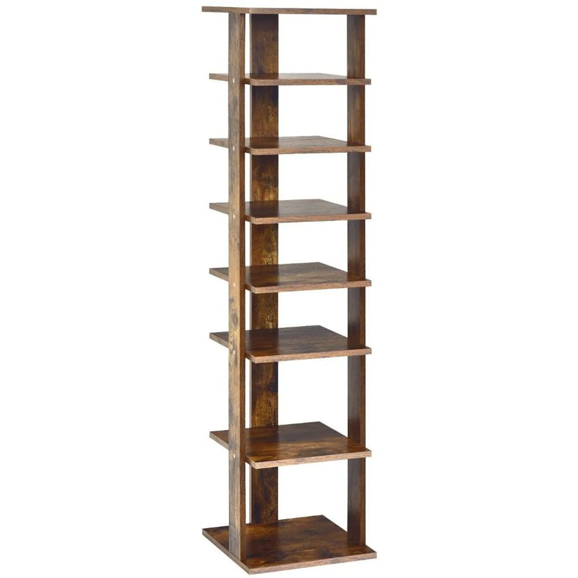 Costway 7 Shelf Brown Wooden Vertical Shoe Rack