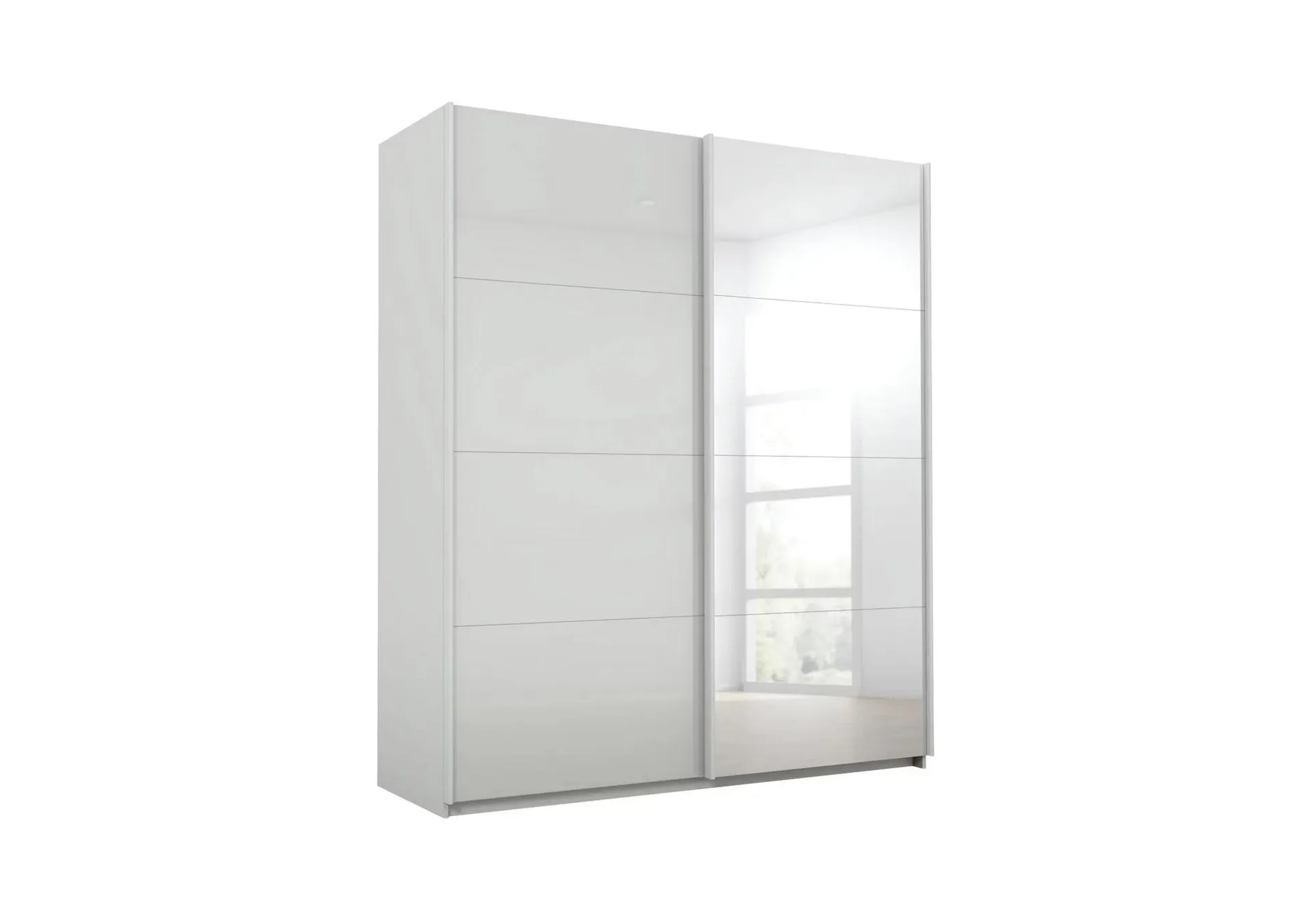 Lima 181cm 2 Door Sliding Wardrobe with 1 Glass Door and 1 Mirror Door 210cm Tall