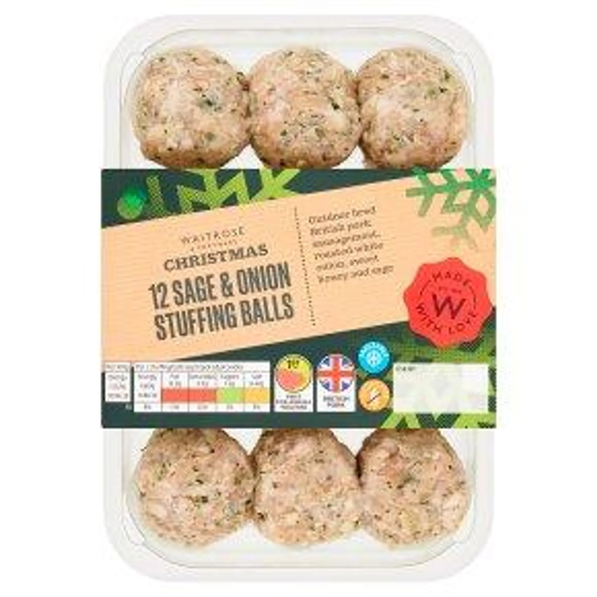 Waitrose Christmas 12 Sage & Onion Stuffing Balls