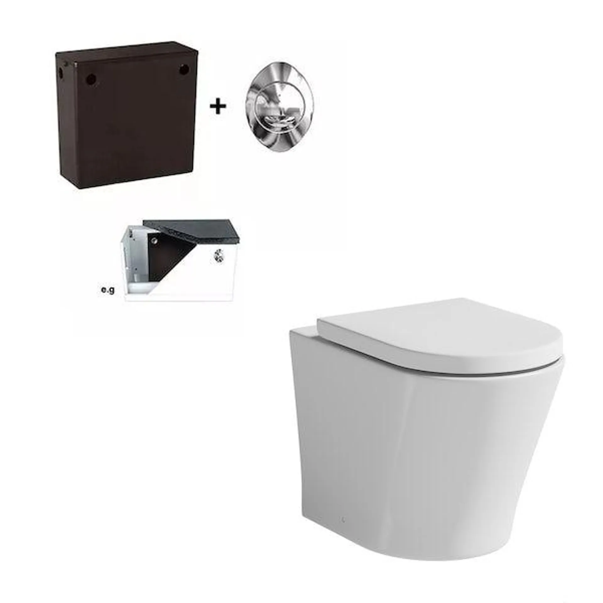 Mode Tate rimless back to wall toilet with soft close seat and concealed cistern