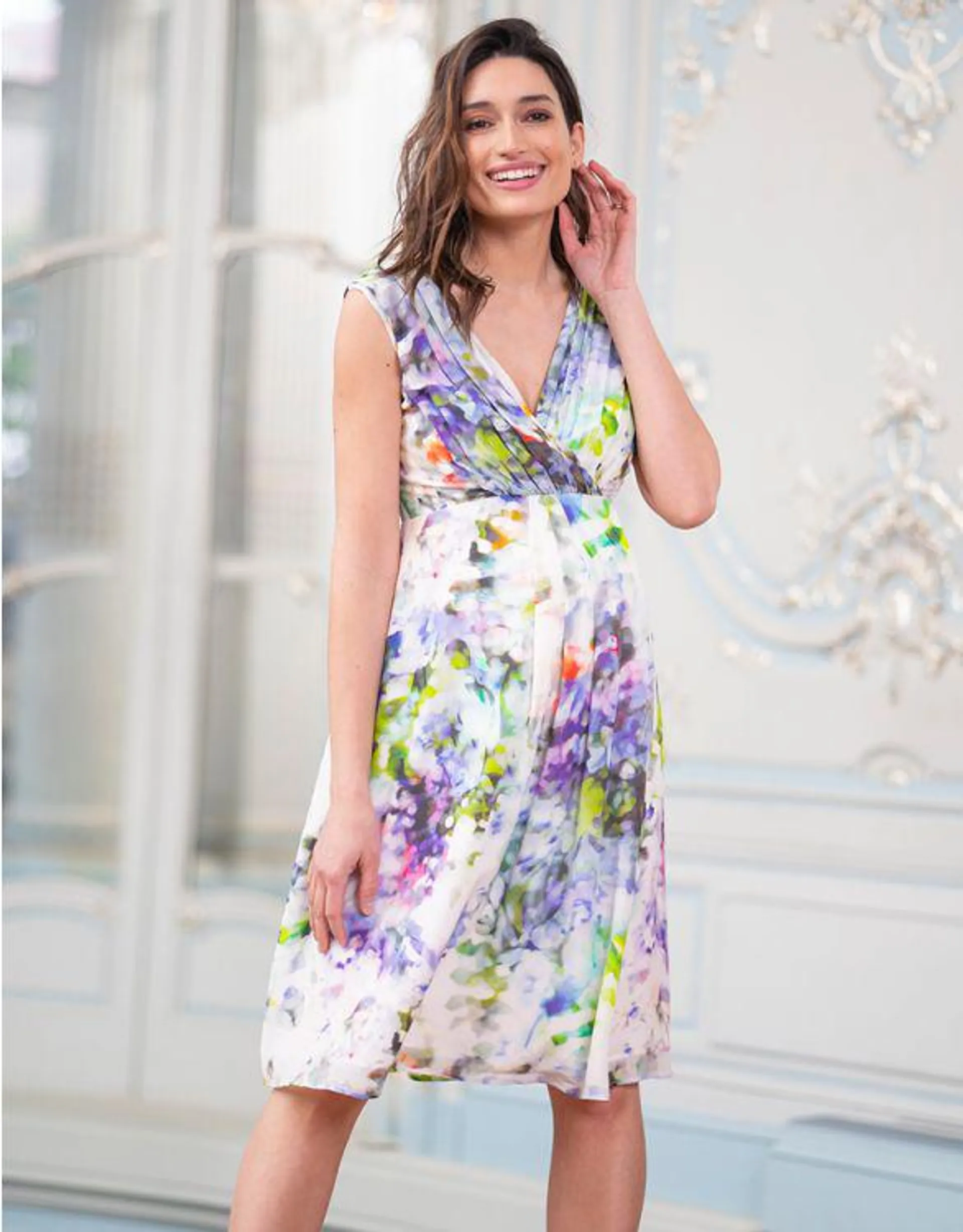 Floral Silk Maternity Cocktail Dress