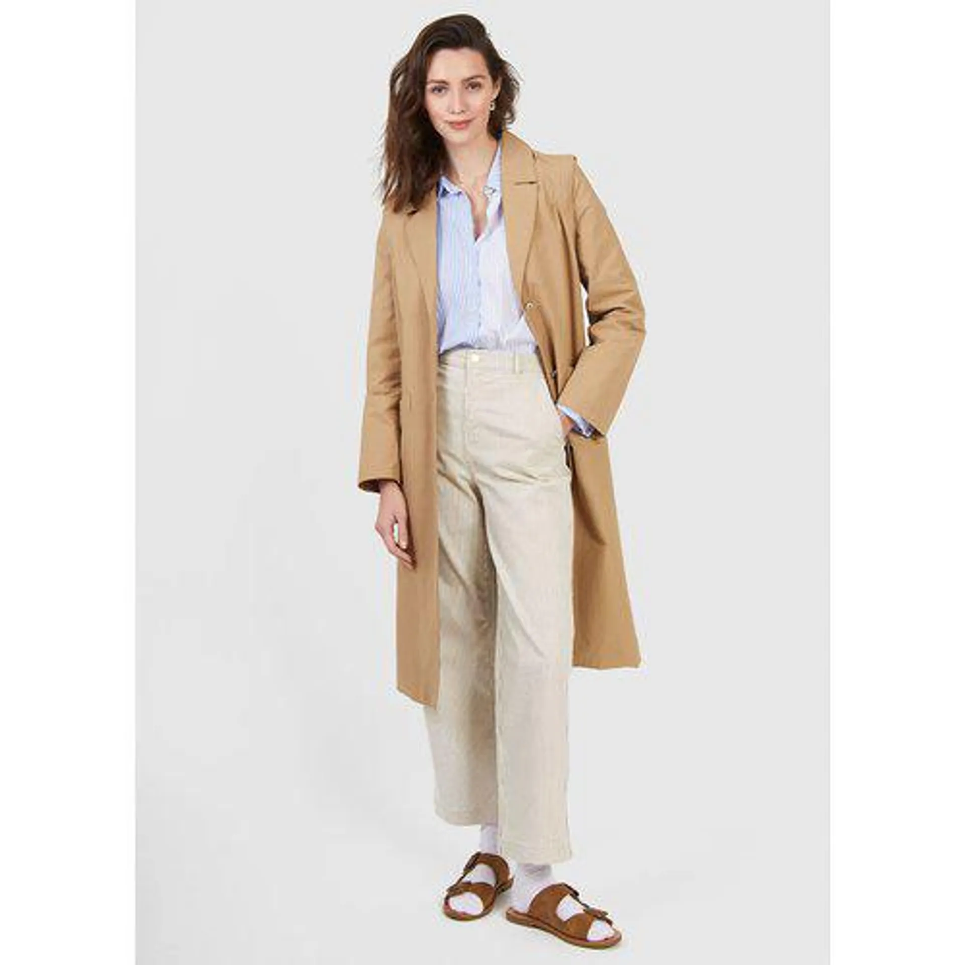 Cotton Mix Trench Coat with Detachable Sleeves