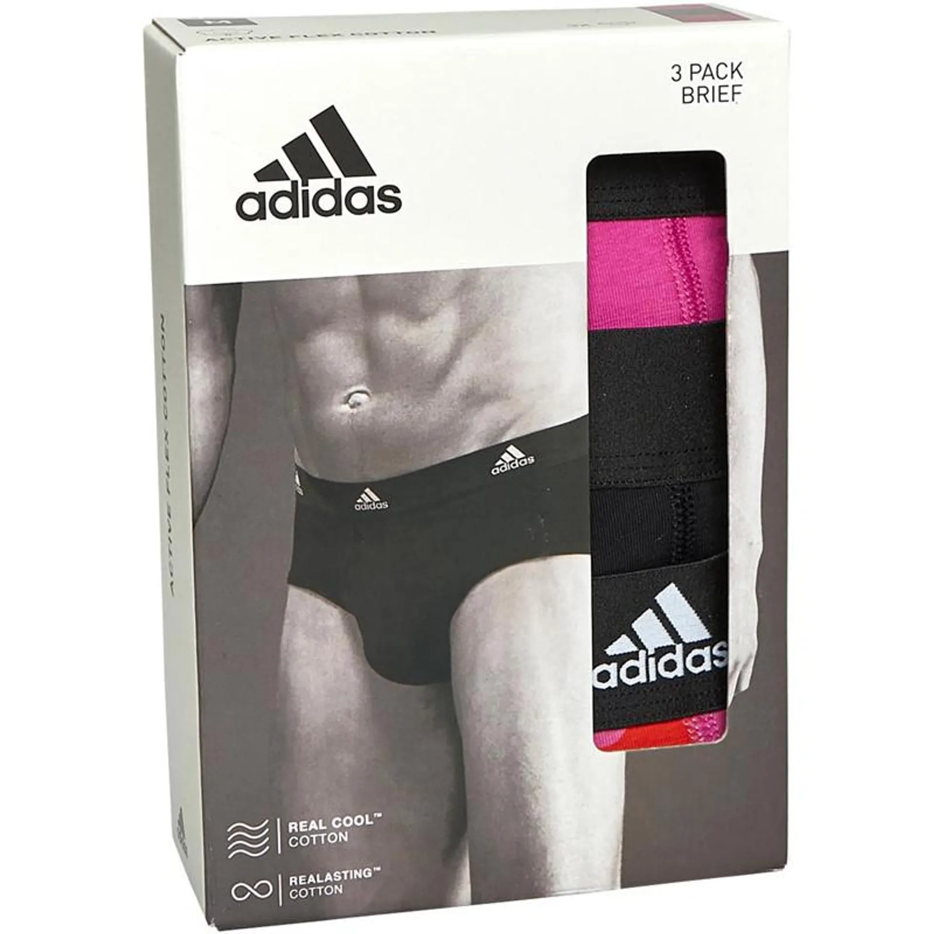 adidas Mens Active Cotton Three Pack Briefs Multi/​Pink