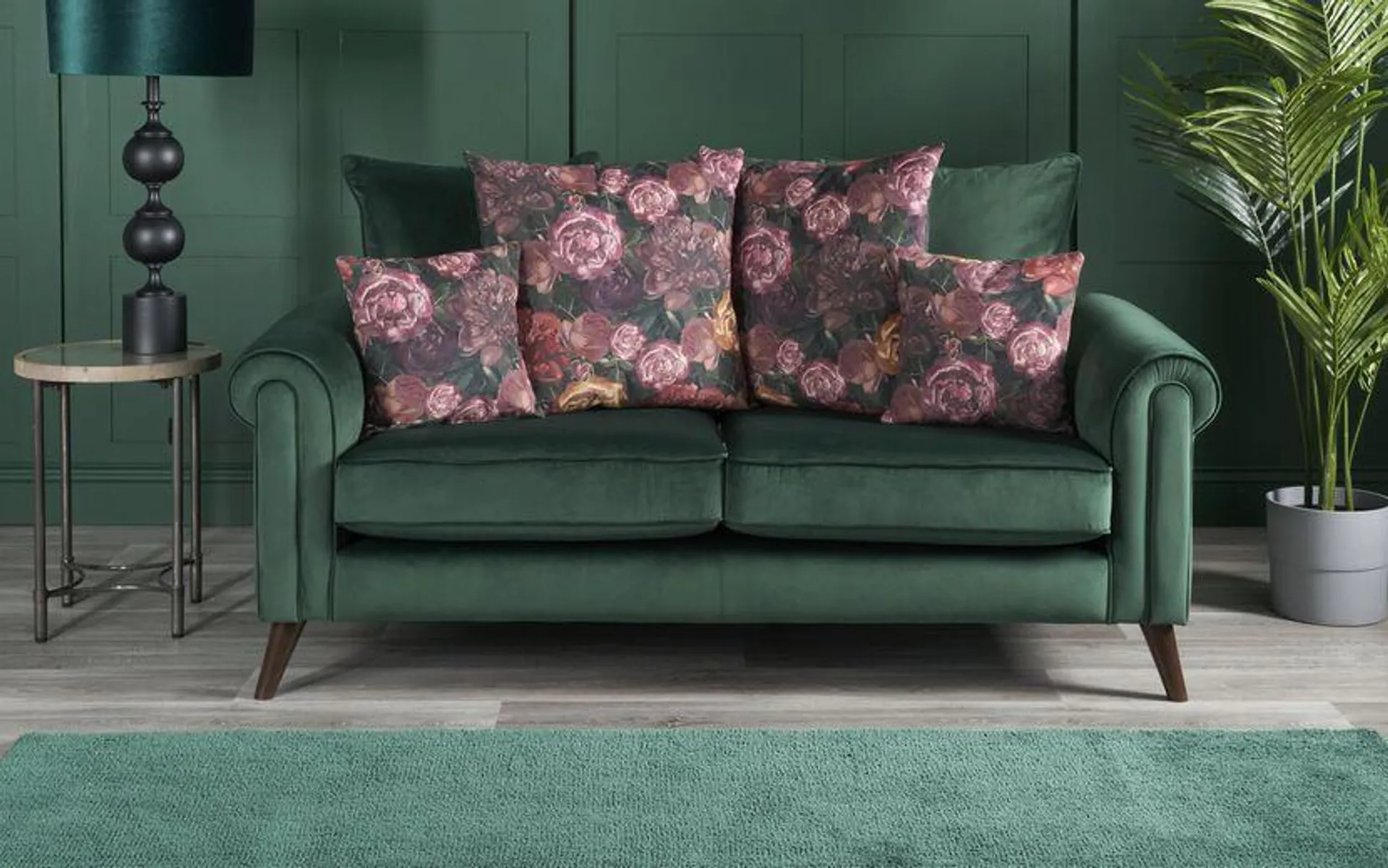 Bloom Velvet 2 Seater Sofa Scatter Back