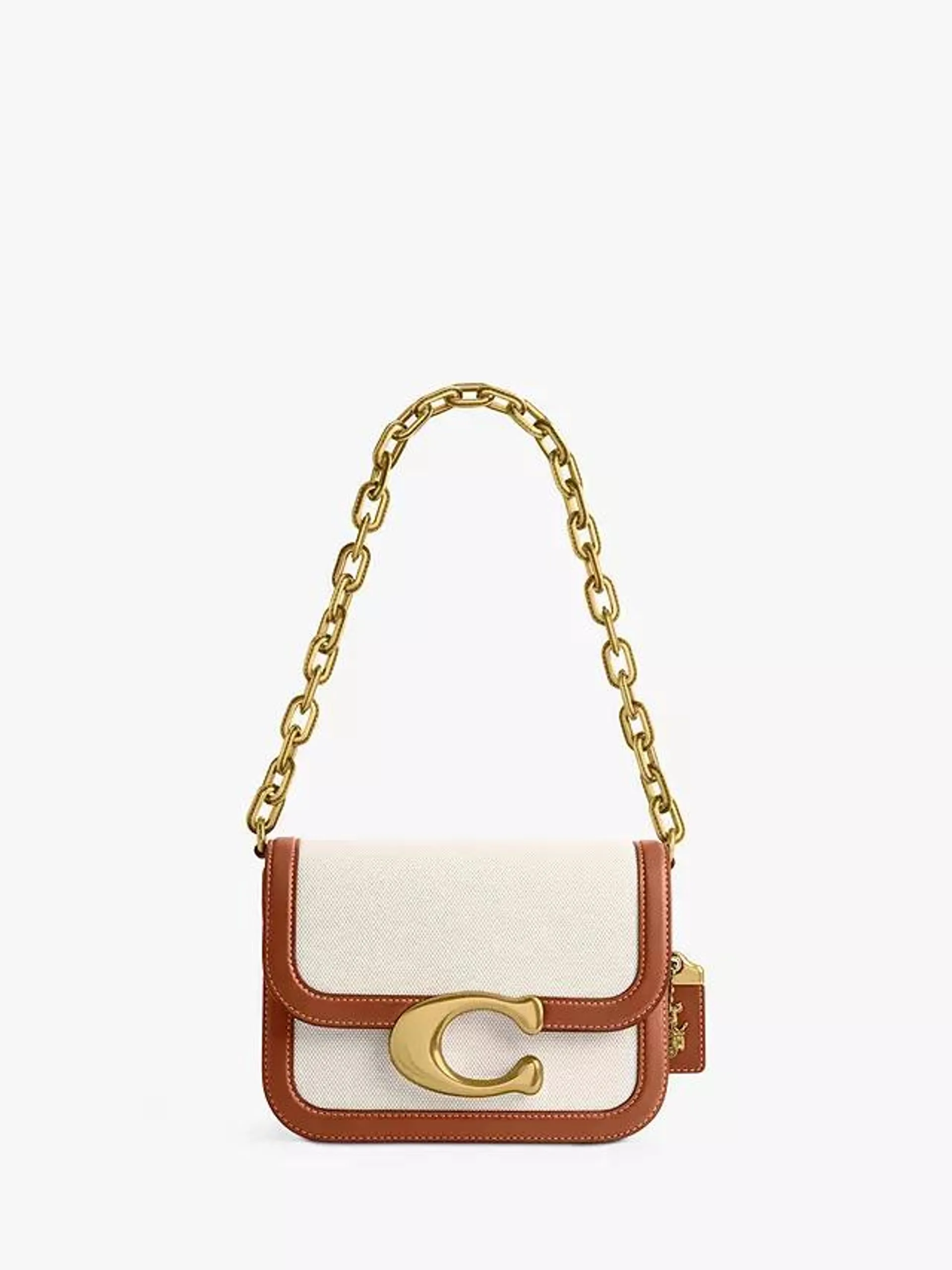 Idol Canvas Leather Trim Shoulder Bag, Salt Stone/Amber