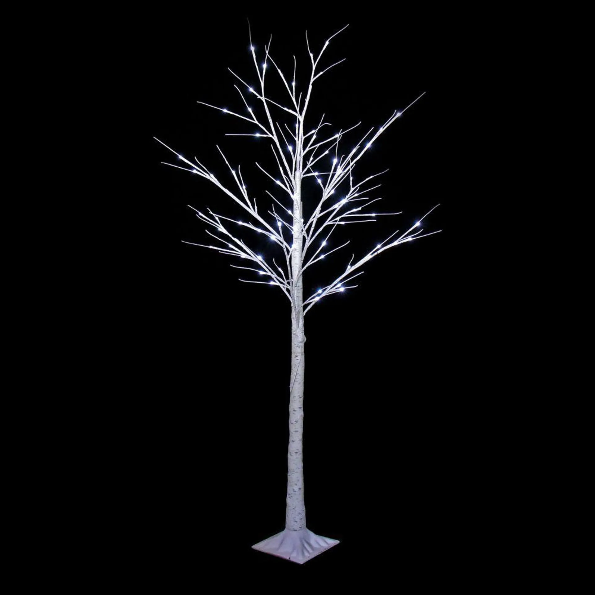 1.5m Birch Tree with Ice White LEDs and Flocking