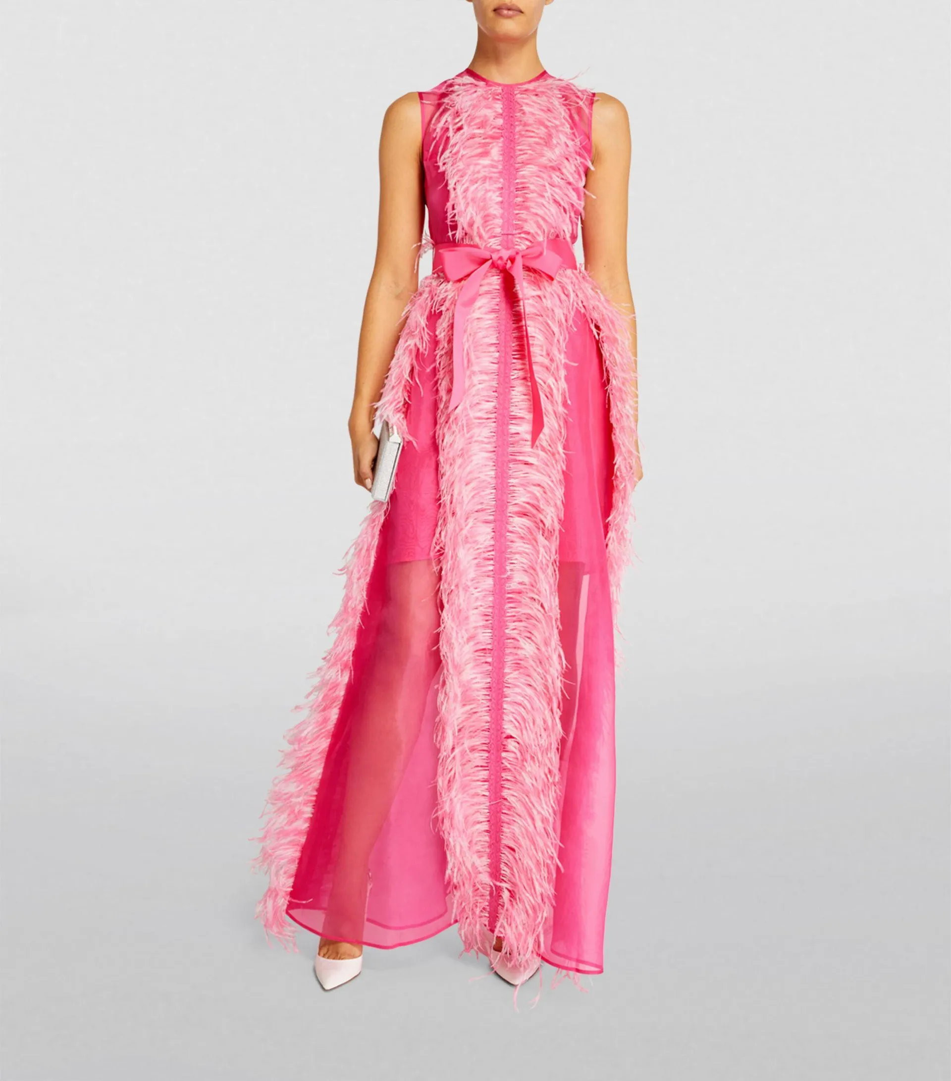 EXCLUSIVE Silk Feather-Trim Beau Gown