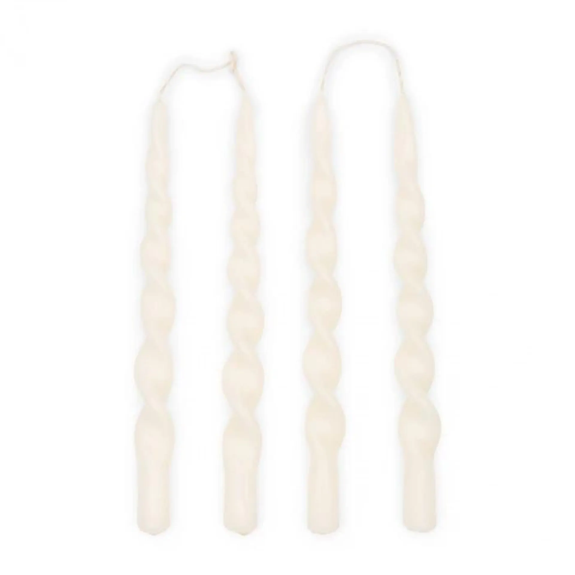 Dining Candle Twisted, White, Set of 4