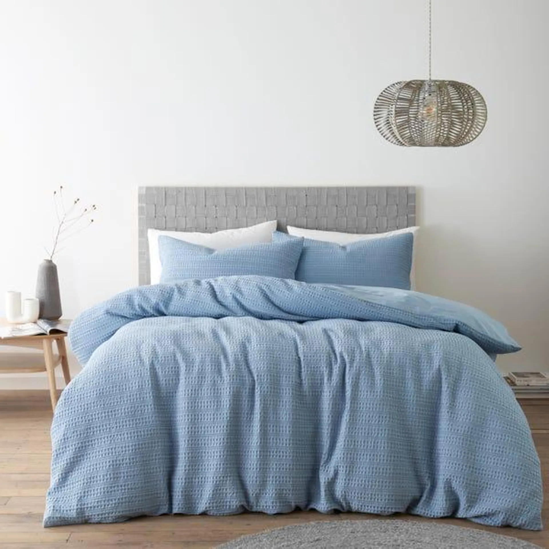 Amberley Waffle Cotton Duvet Cover and Pillowcase Set