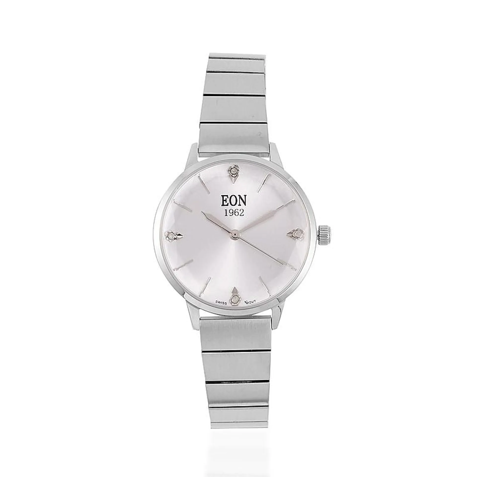 LIMITED EDITION - EON SWISS Movement Natural Diamonds 5 ATM Watch in Stainless Steel Strap - SIlver