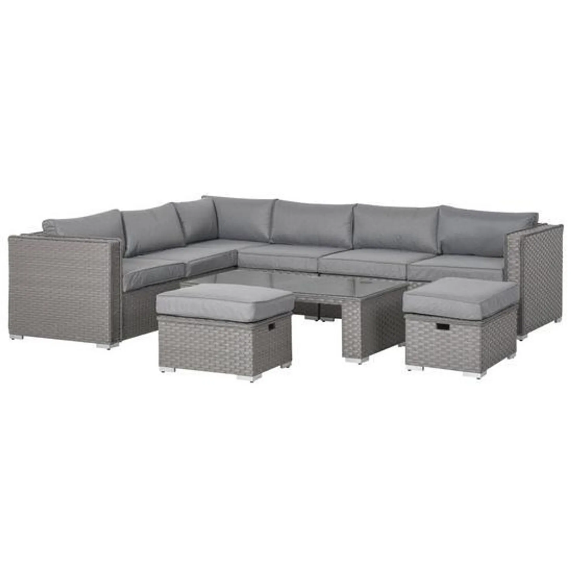 6 PCs PE Rattan Corner Sofa Set Outdoor Conservatory Furniture w/ Cushion