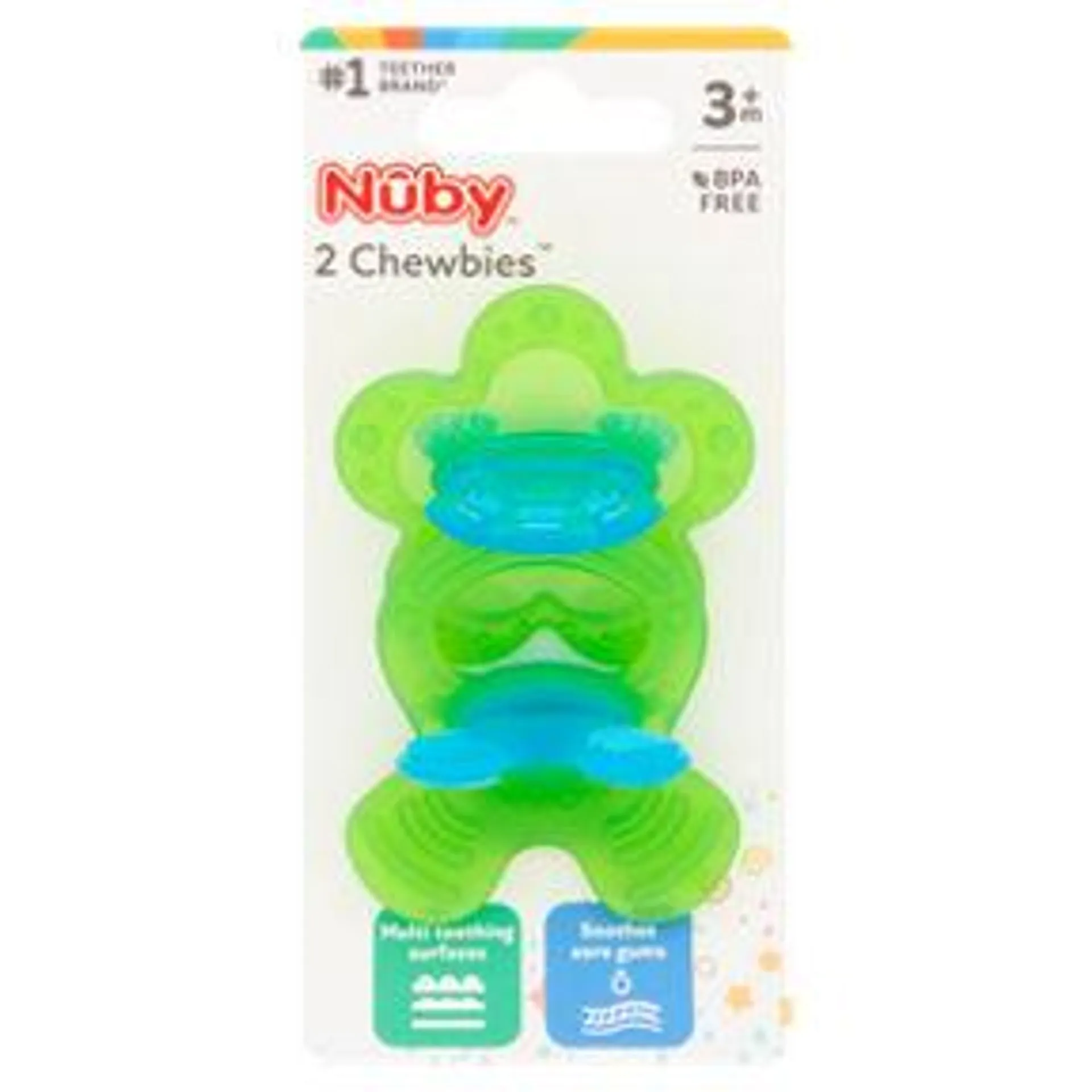 Nuby Chewbies 2 Extra Soft Silicone Teethers 3m+