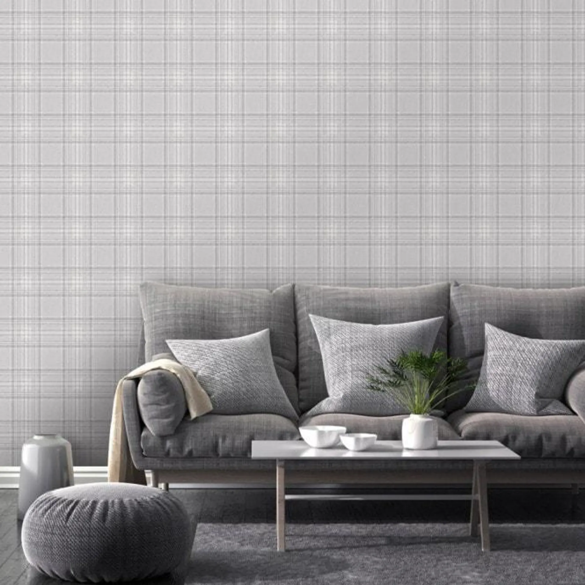 Classic Check Wallpaper in Grey