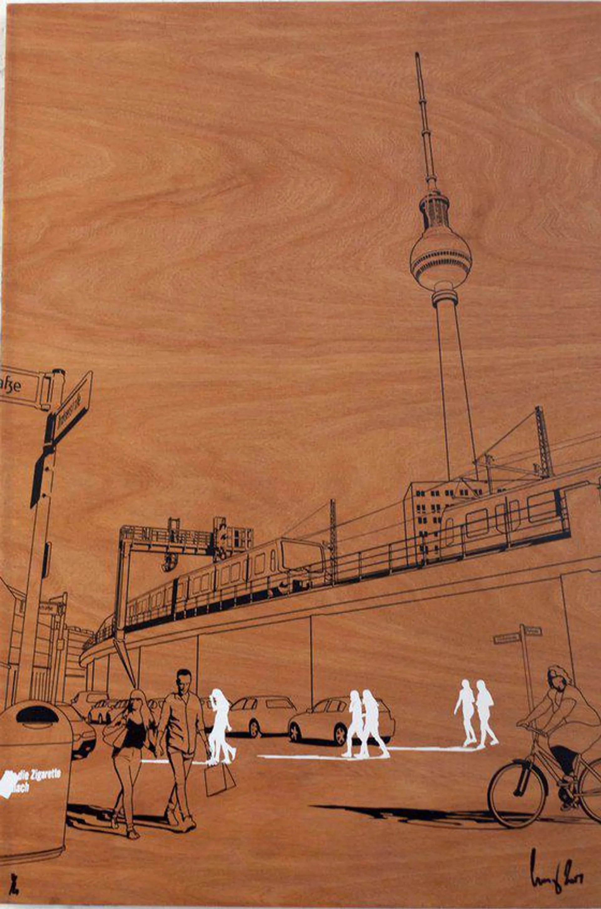 Berlin sketch on wood (2017)