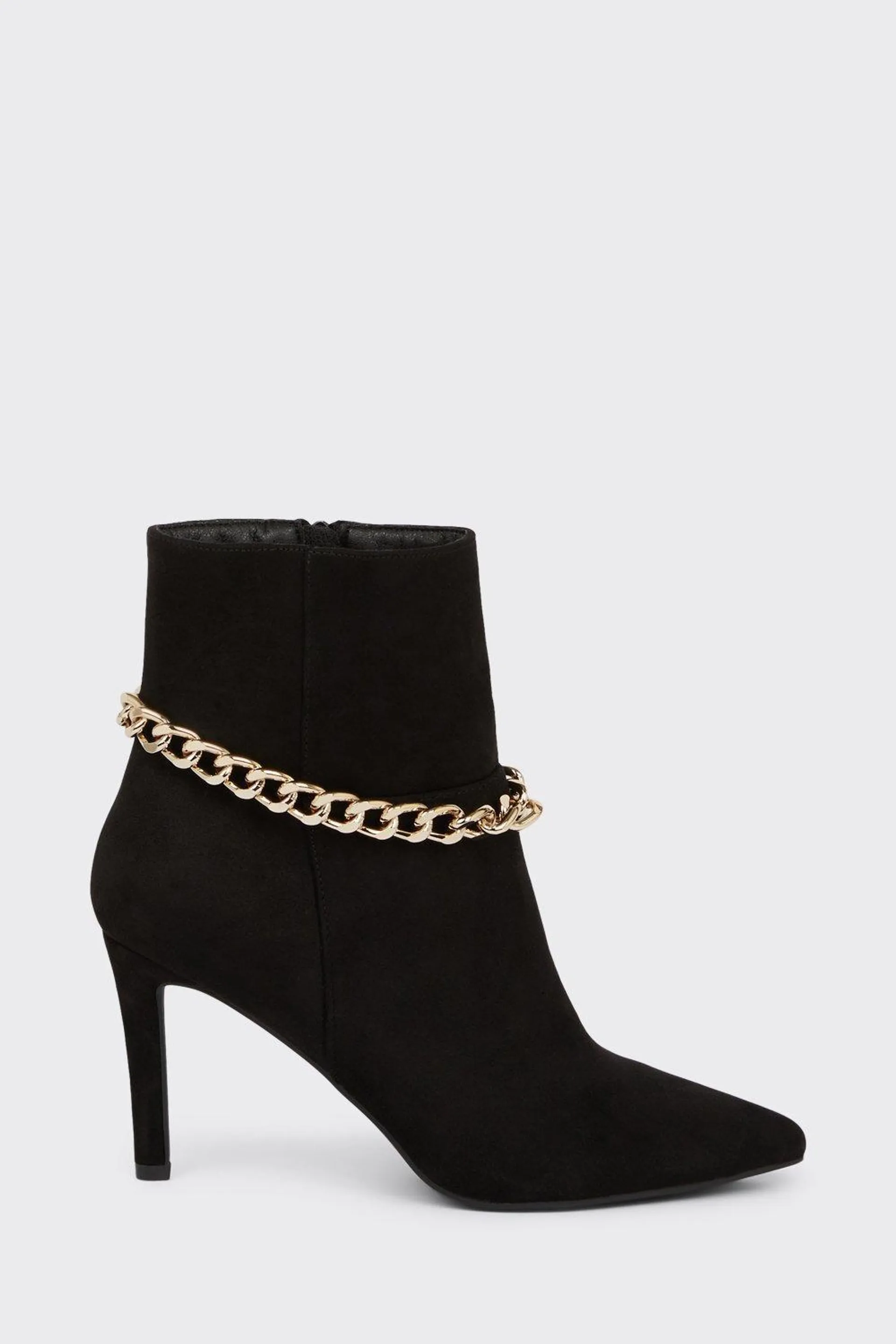 Moriah Chain Detail Heeled Ankle Boots