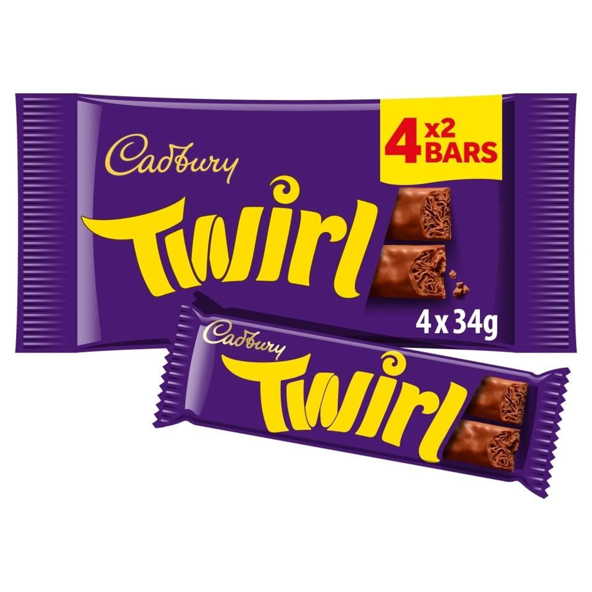 Cadbury Twirl Chocolate Bar 4 Pack Multipack 136g