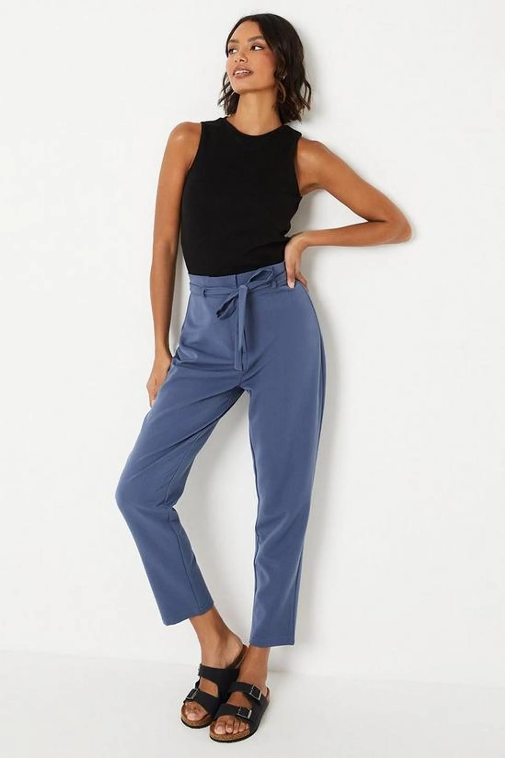 Belted Waist Tapered Trouser